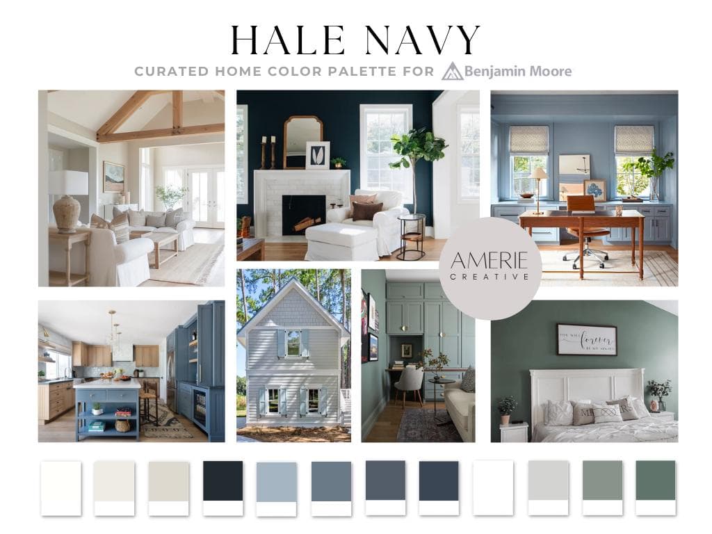 Hale Navy Benjamin Moore Paint Color Palette Hale Navy Coastal home cabin lake house paint color neutral dark green gray blue paint color - image 3