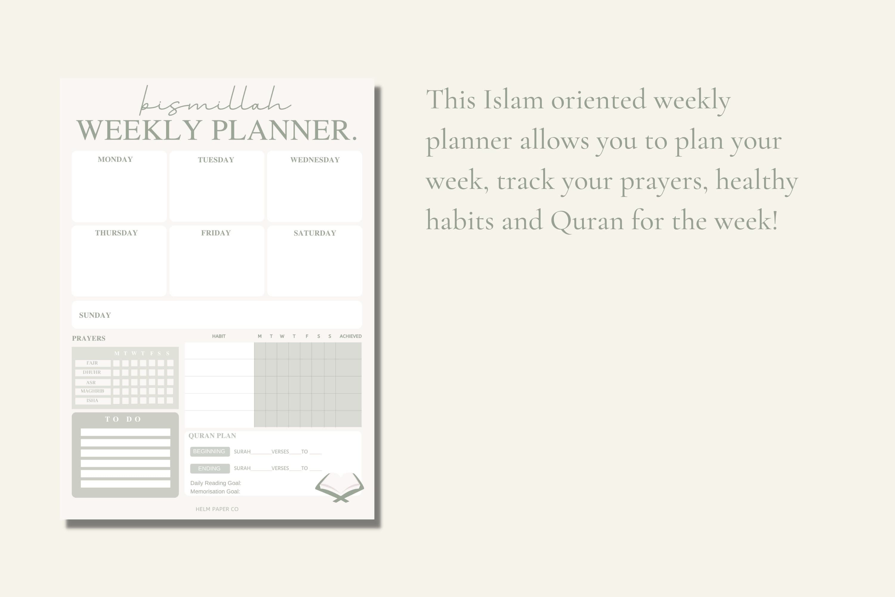 Digital Islamic Planner | Islamic planning printables, digital muslim planner, islamic planner for muslims, quran journal, islamic journal - image 3