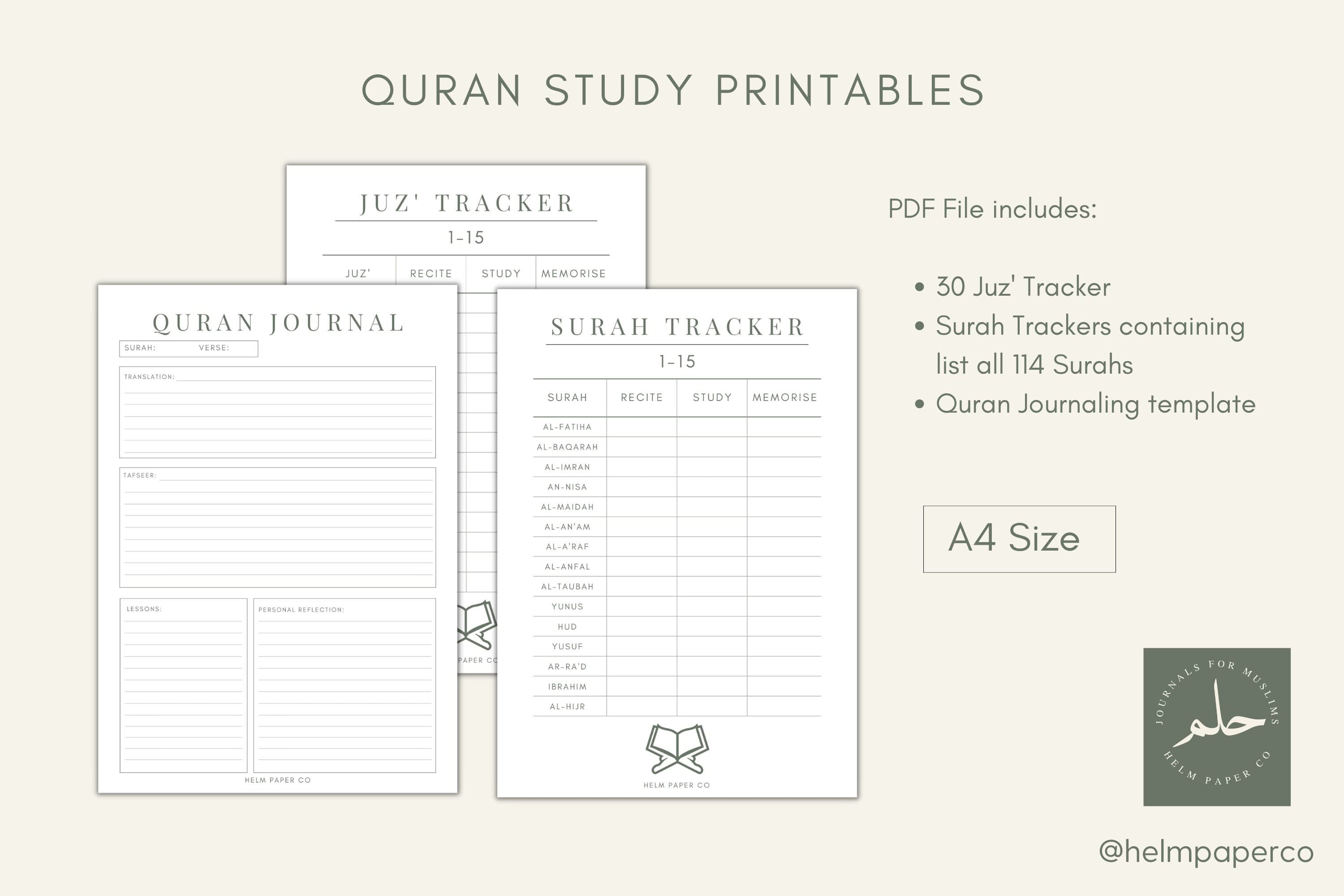 Islamic Printable Bundle // Digital Islamic Planner, muslim planner, salah tracker, quran tracker, quran journal, traceable quran, printable - image 4