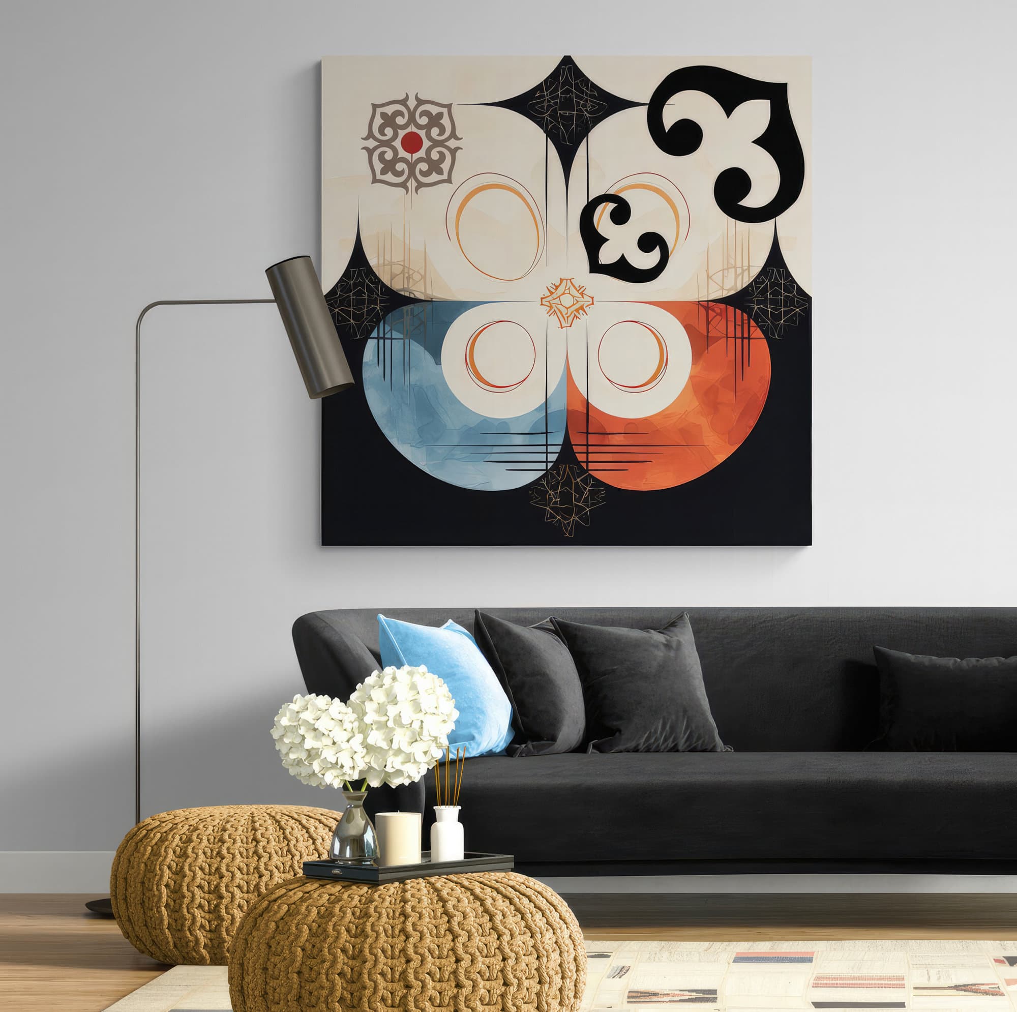 ASYLANA Kazakh Canvas Print Wrap Gallery Wall Art with Vintage Qazaq and Central Asian Ornaments Ethnic Turkic Design 115