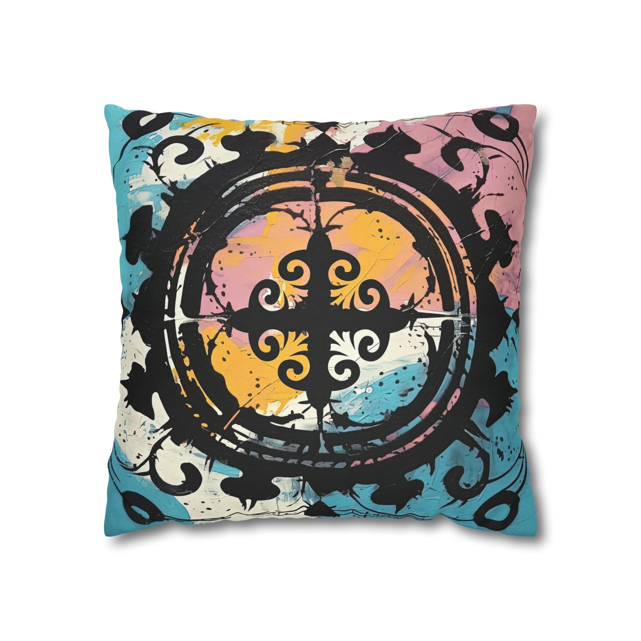 ASYLANA Square Pillow Case Cover with Kazakh Qazaq Art with Patterns Ornaments of Kazakhstan and Central Asia 16x16 inch 112 - image 3