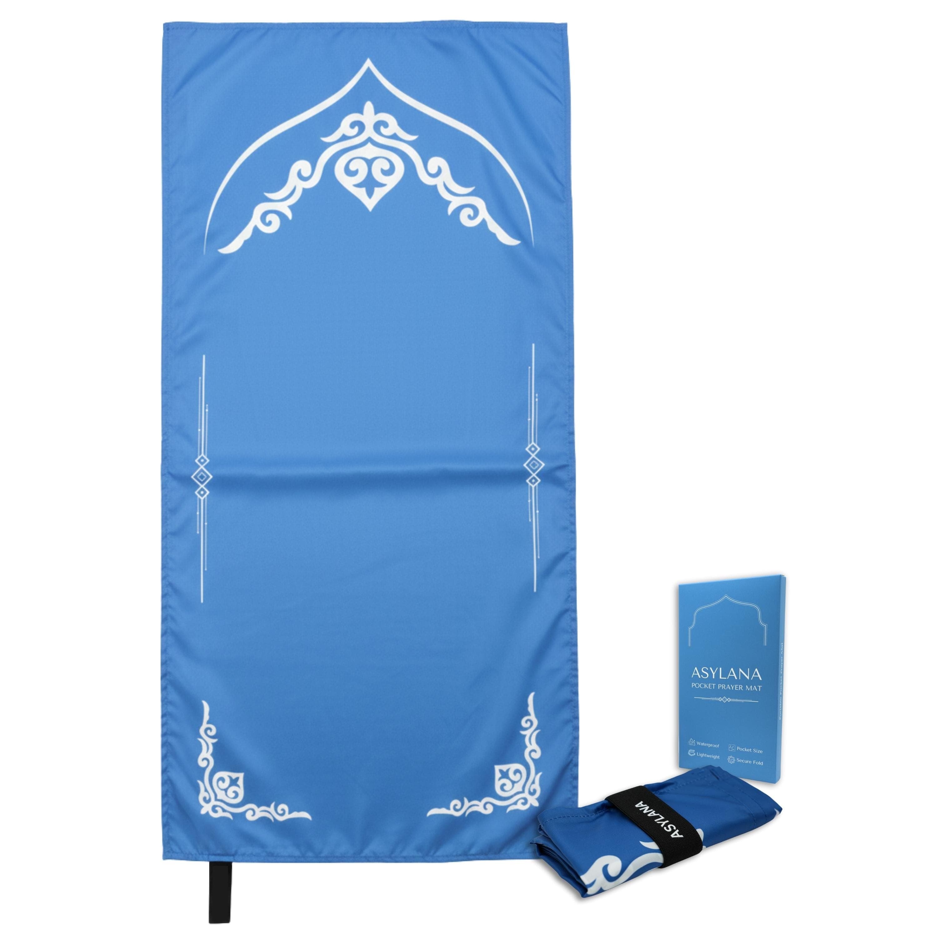 ASYLANA Islamic Pocket Prayer Mat | Portable Waterproof & Lightweight Thin Travel Sajjadah | Compact Small Seccade Musalla with Elastic Band
