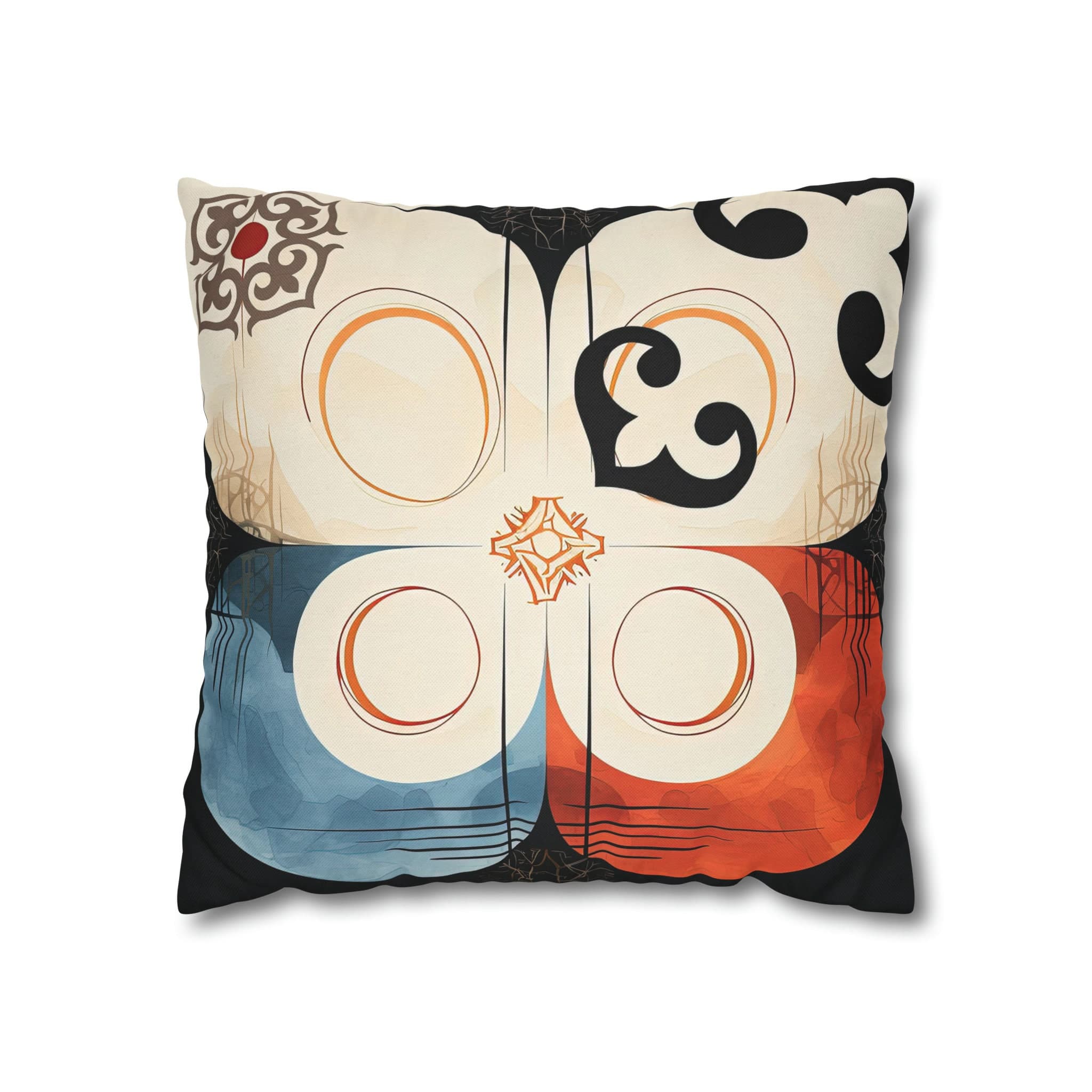 ASYLANA Square Pillow Case Cover with Kazakh Qazaq Art with Patterns Ornaments of Kazakhstan and Central Asia 16x16 inch 115 - image 3
