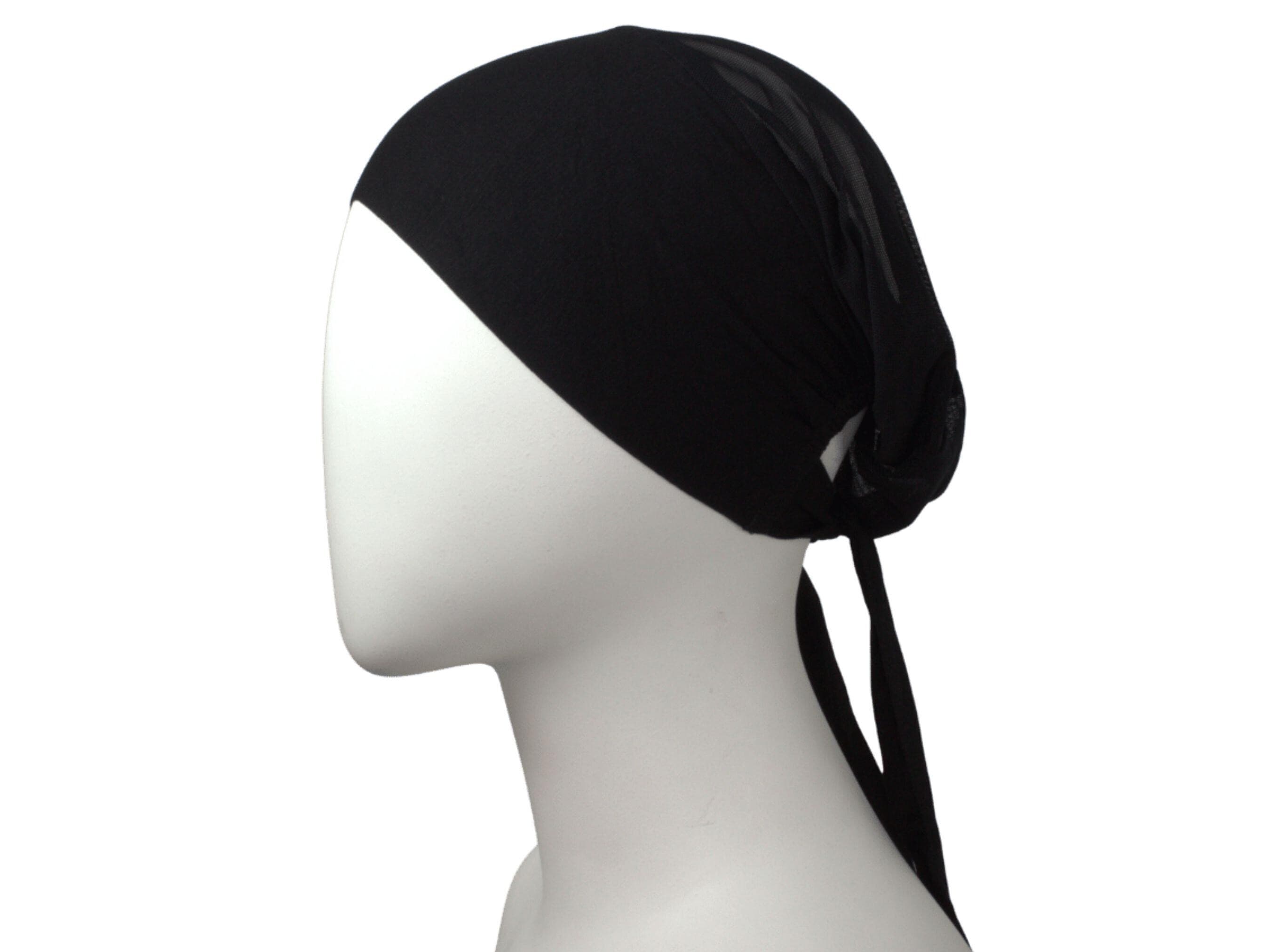Black mesh tie back hijab underscarf. Non-slippery and airy hijab cap comfortable for women and girls | Lina Zibdeh