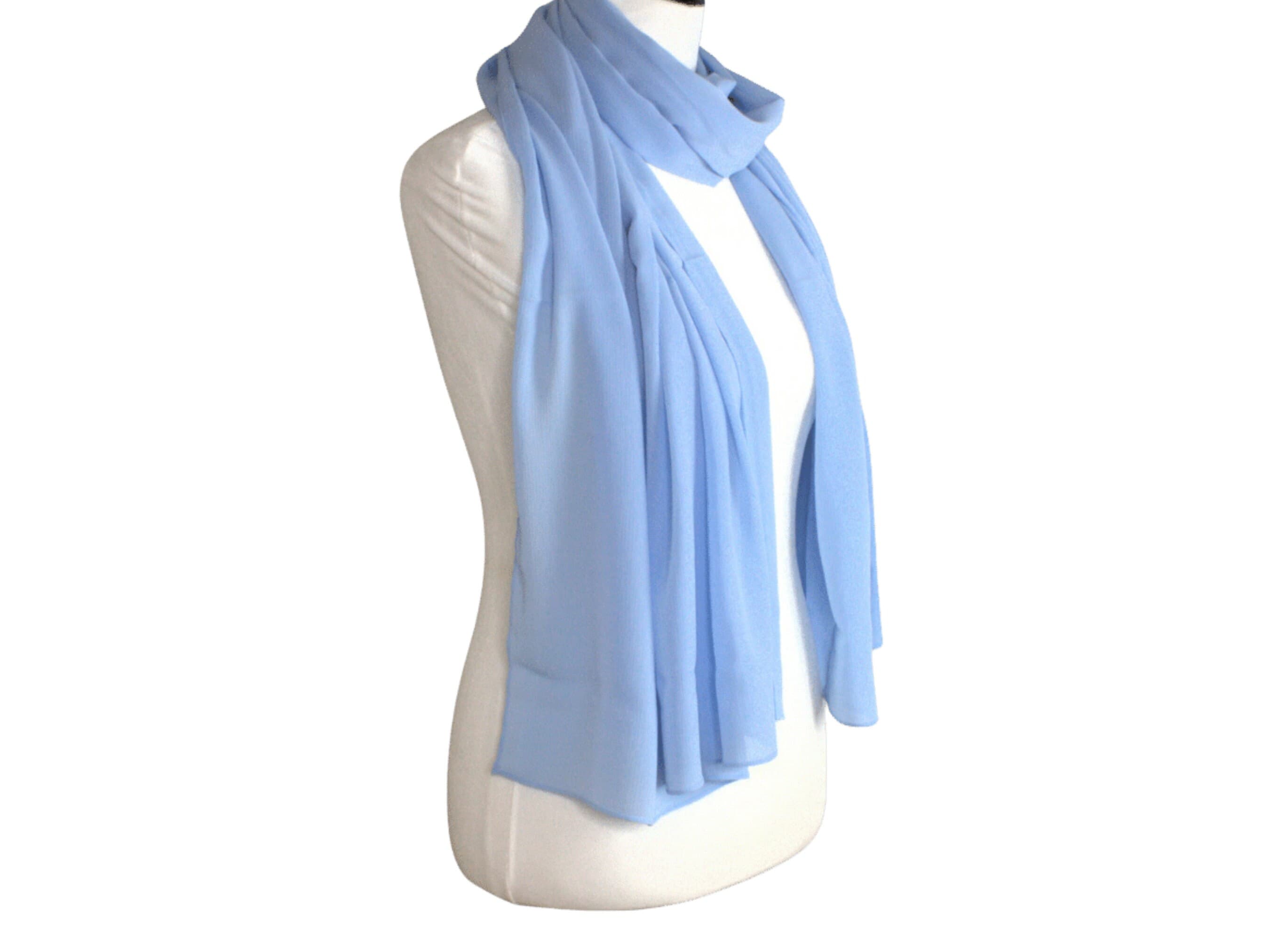 Baby blue crinkle chiffon hijab, blue maxi hijab scarf for muslim women