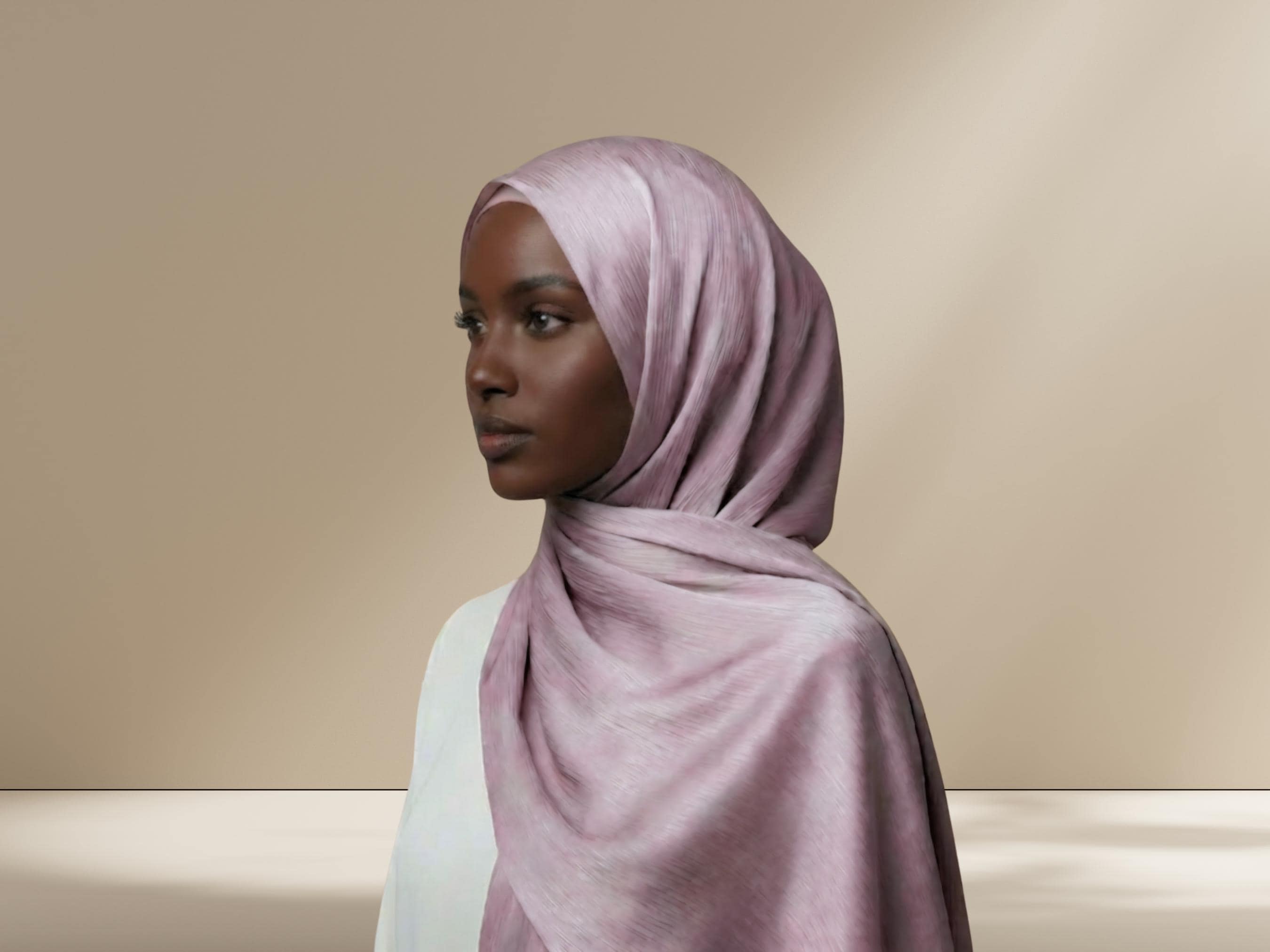 Light Purple Satin Crinkle Hijab, Luxe Elegance Formal Wear