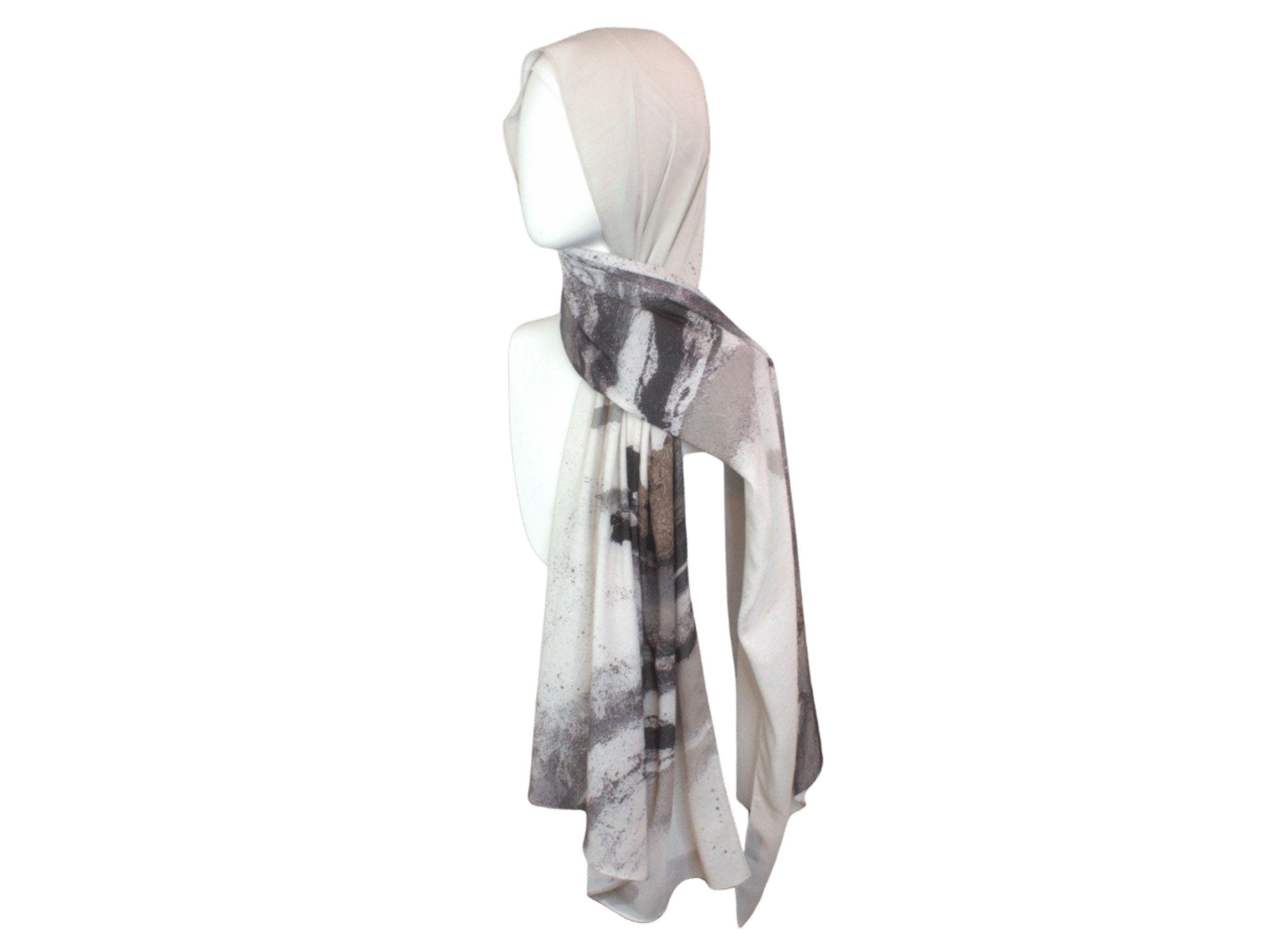 Designer Printed Neutral Hijab for work and everyday. Korean chiffon hijab scarf | Lina Zibdeh