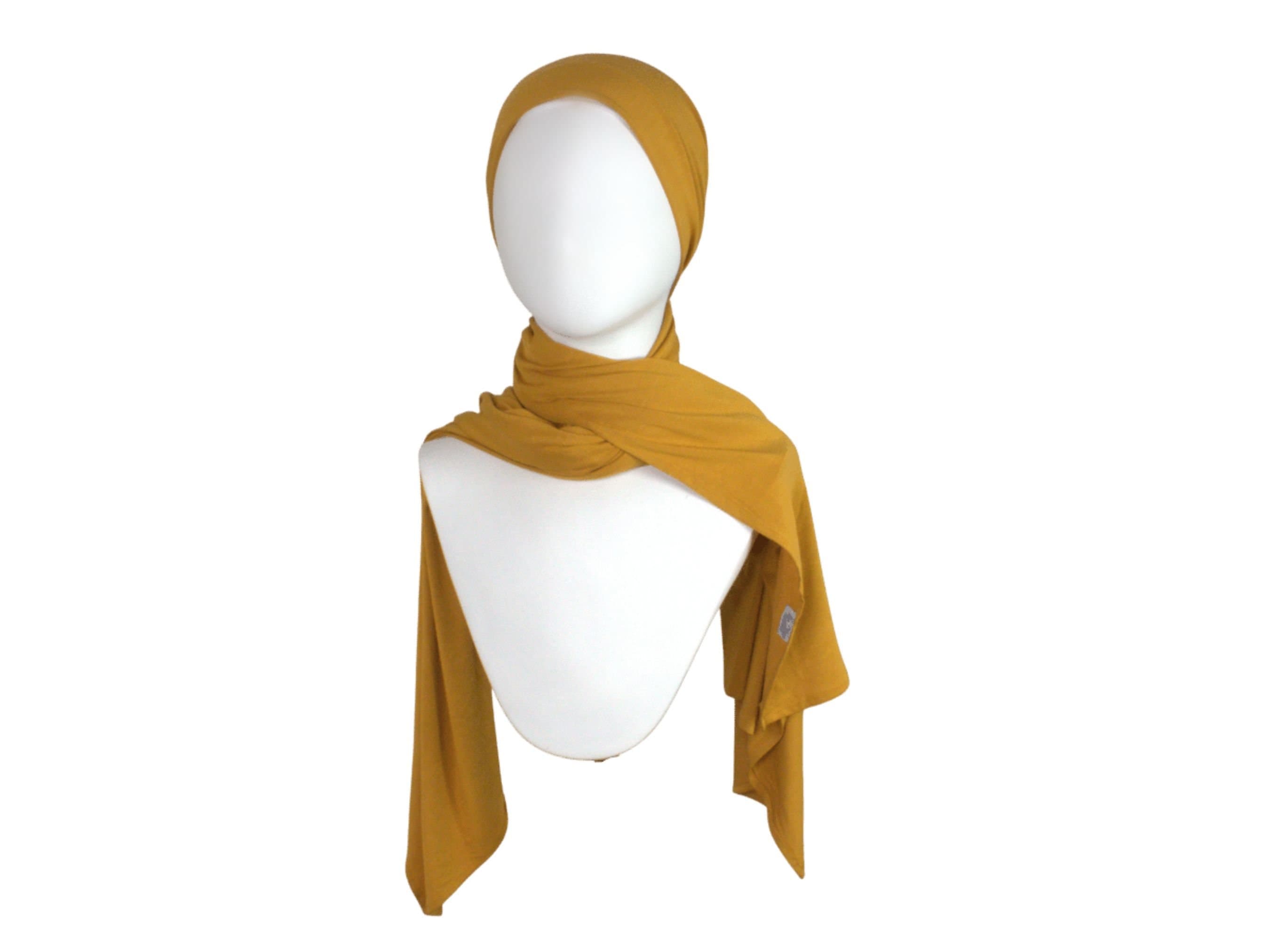 Bamboo Jersey Hijab, Deep Golden Tan, Maxi Size - image 3