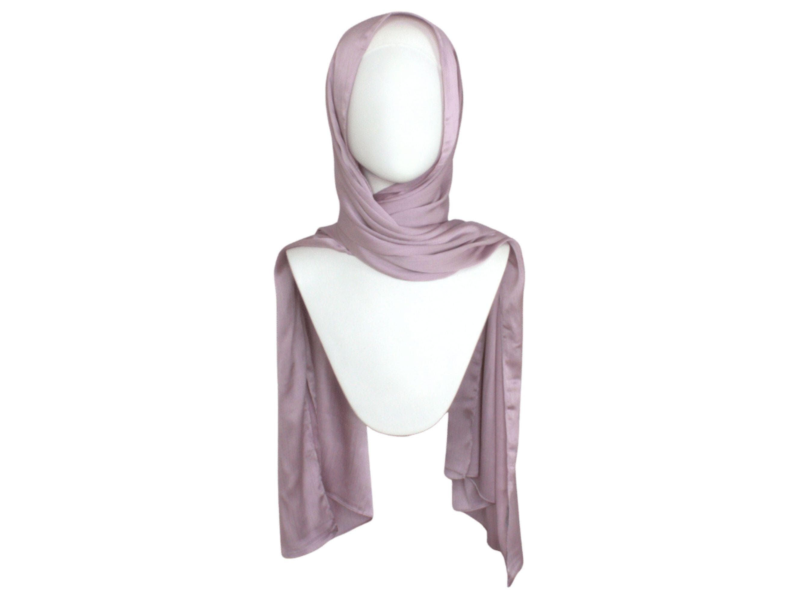 light purple satin hijab for formal occasions | fancy purple hijab scarf