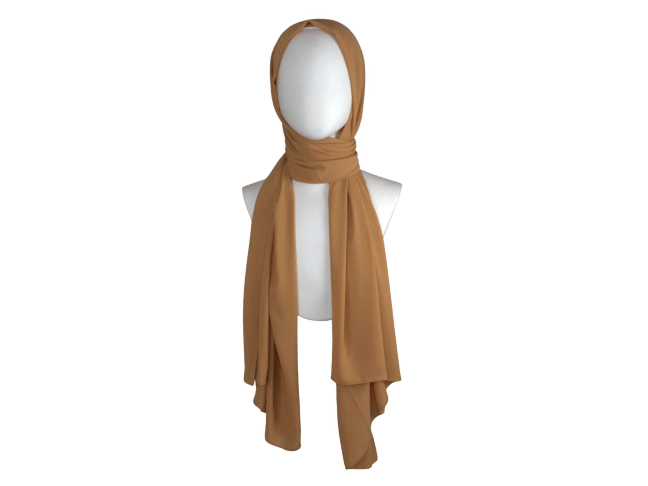Golden tan chiffon hijab, maxi chiffon hijab