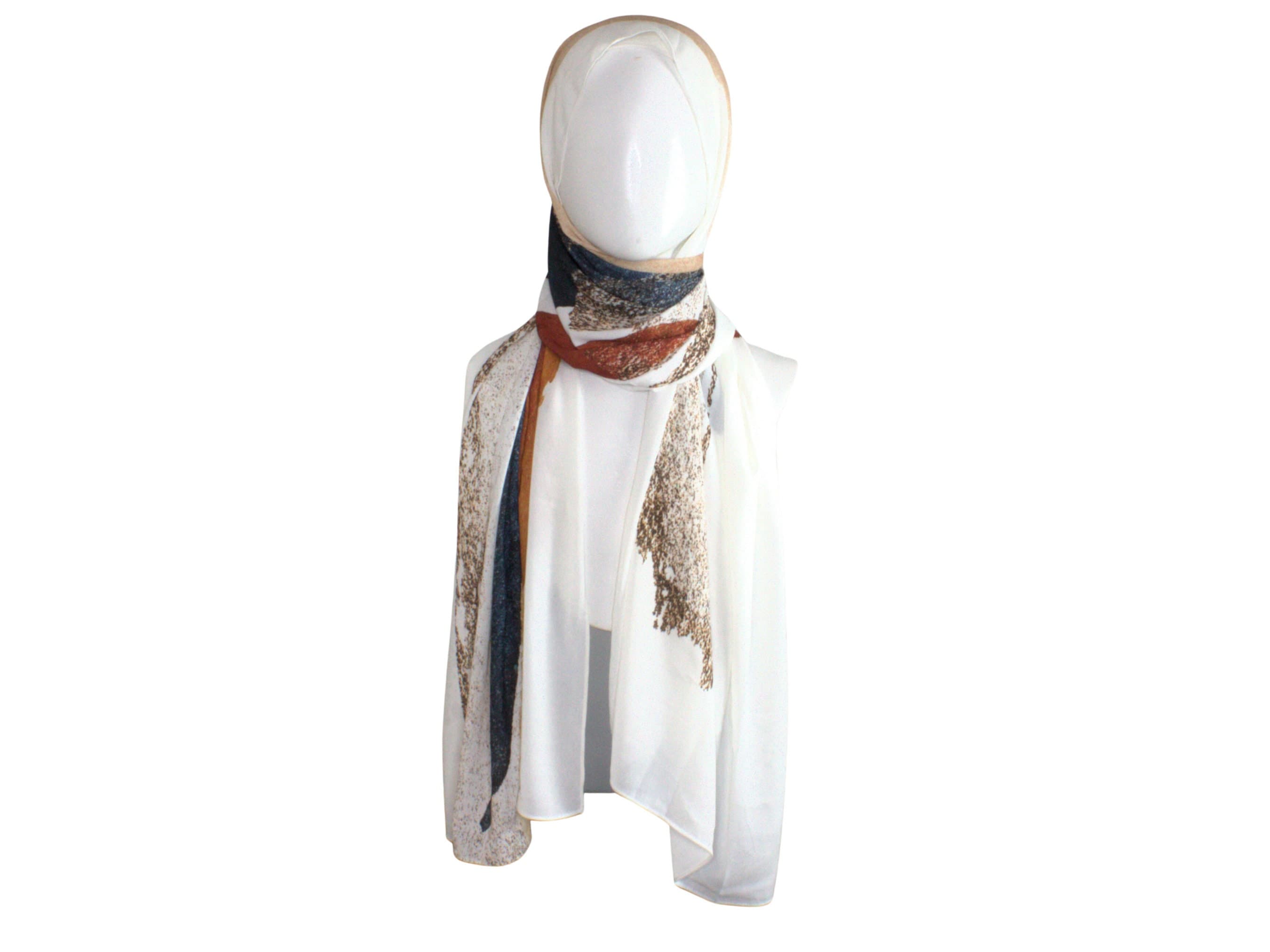 Printed Crepe Chiffon Hijab, Art-Inspired Scarf - image 4