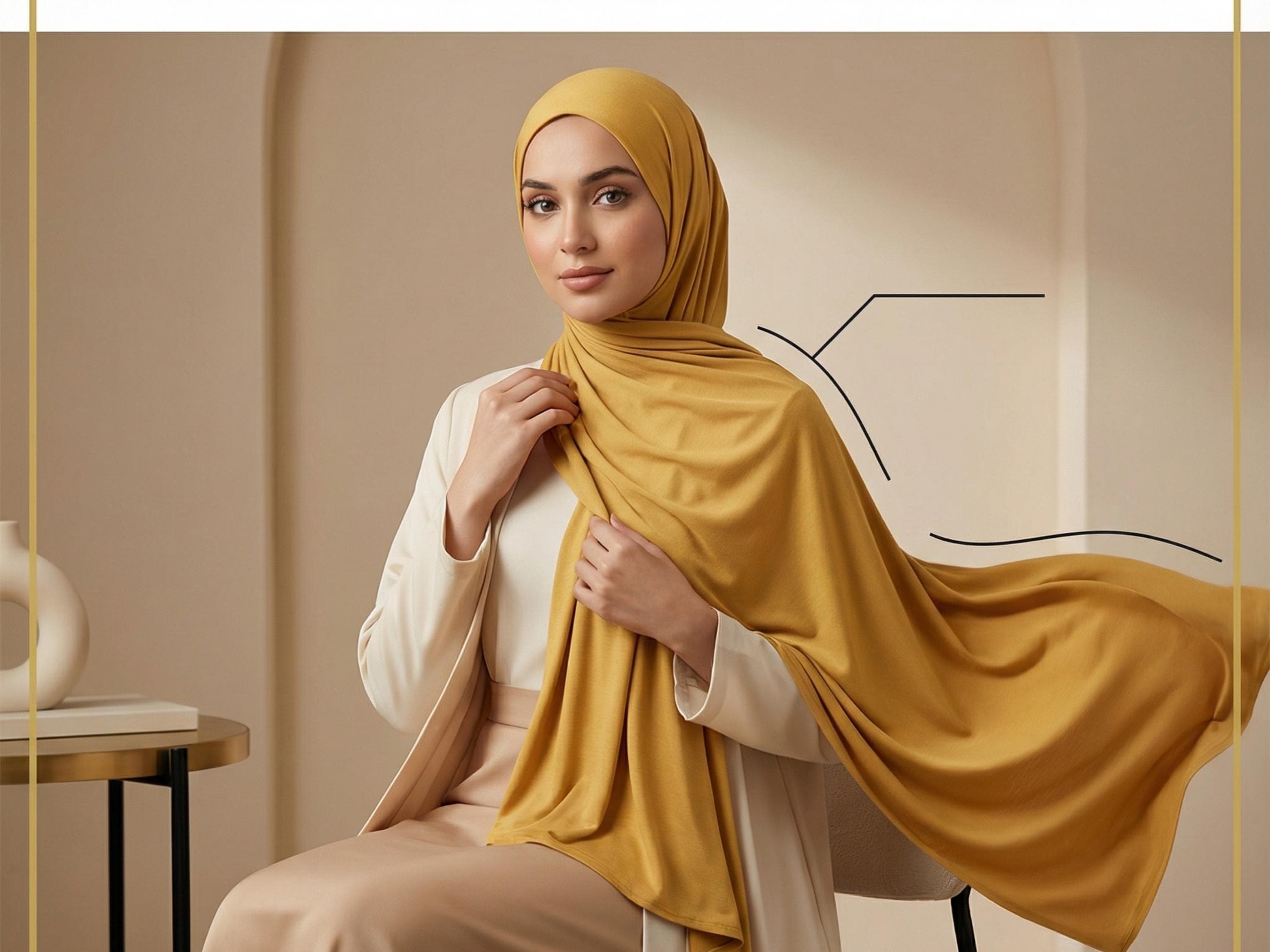 Bamboo Jersey Hijab, Deep Golden Tan, Maxi Size