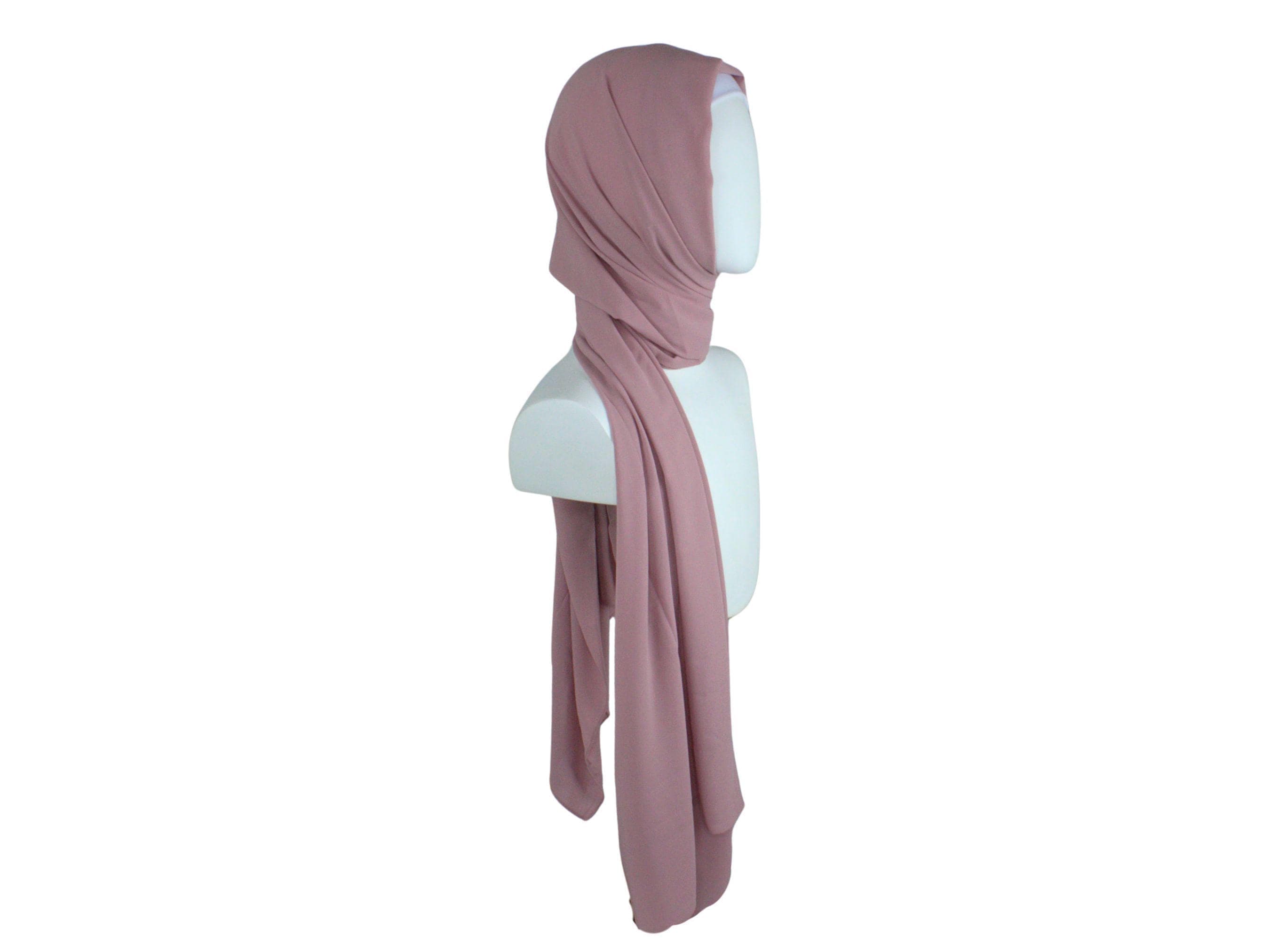 High-end muted Mauve chiffon hijab scarf | Maxi dusty mauve chiffon hijab | Lina Zibdeh