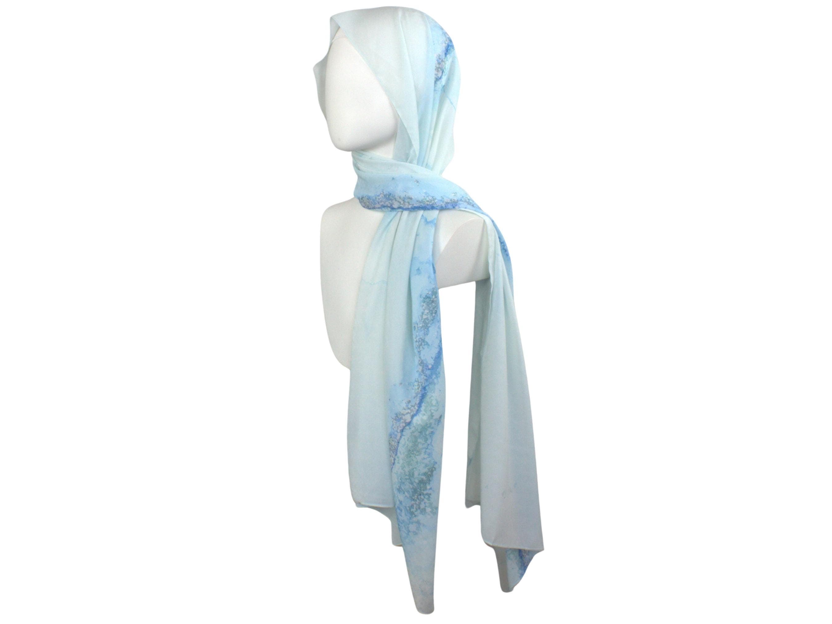 Aqua Blue Textured Chiffon Hijab: Elegant Muslim Head Scarf - image 4