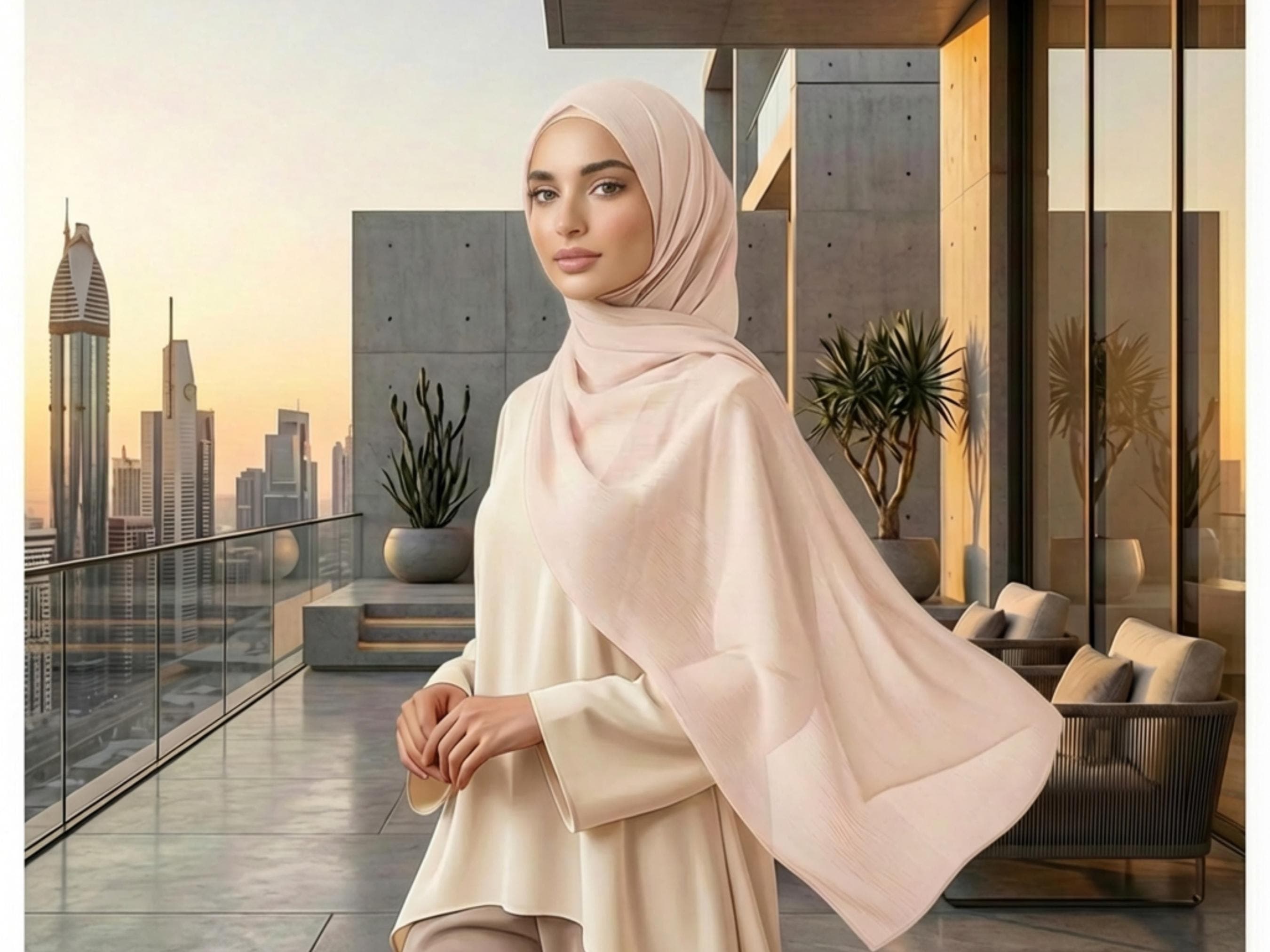 Crinkle Chiffon Hijab, Soft Peach, Everyday Elegance - image 3