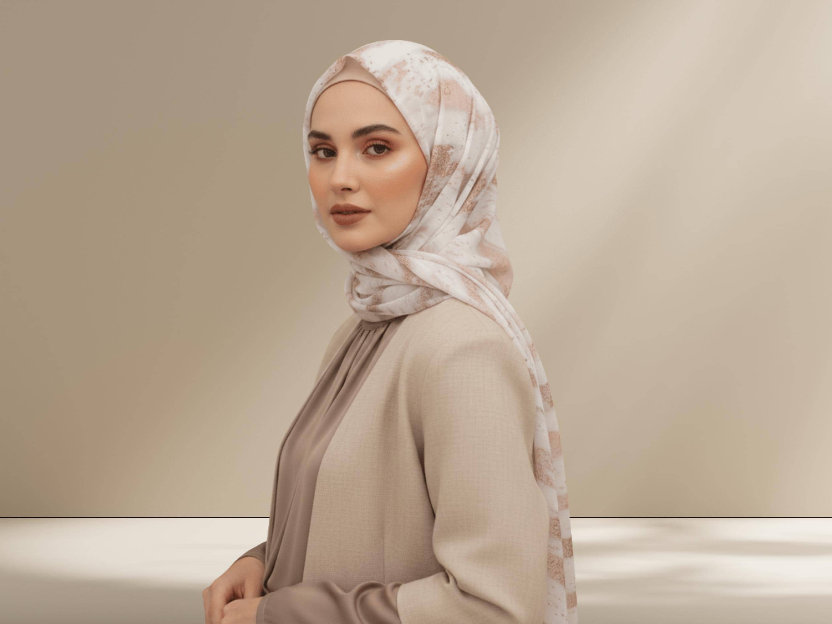 Golden Rose Animal Print Chiffon Hijab – Printed Headscarf for Work, Eid, Weddings & Formal Occasions - image 3