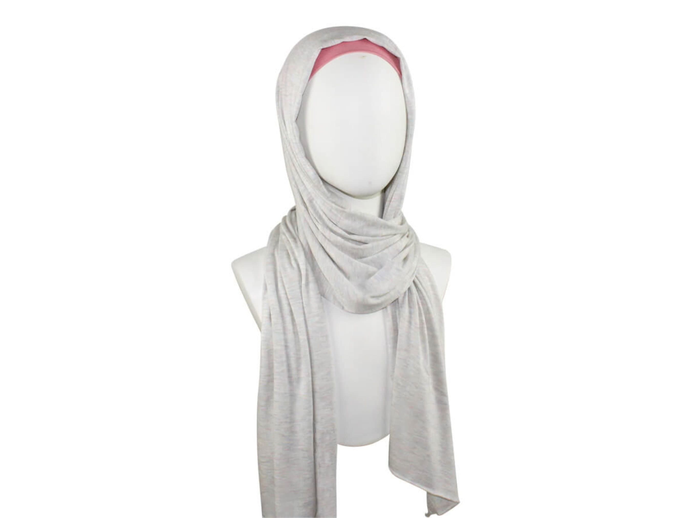 Light Beige Jersey Hijab, Soft Cotton Feel, Standard Size
