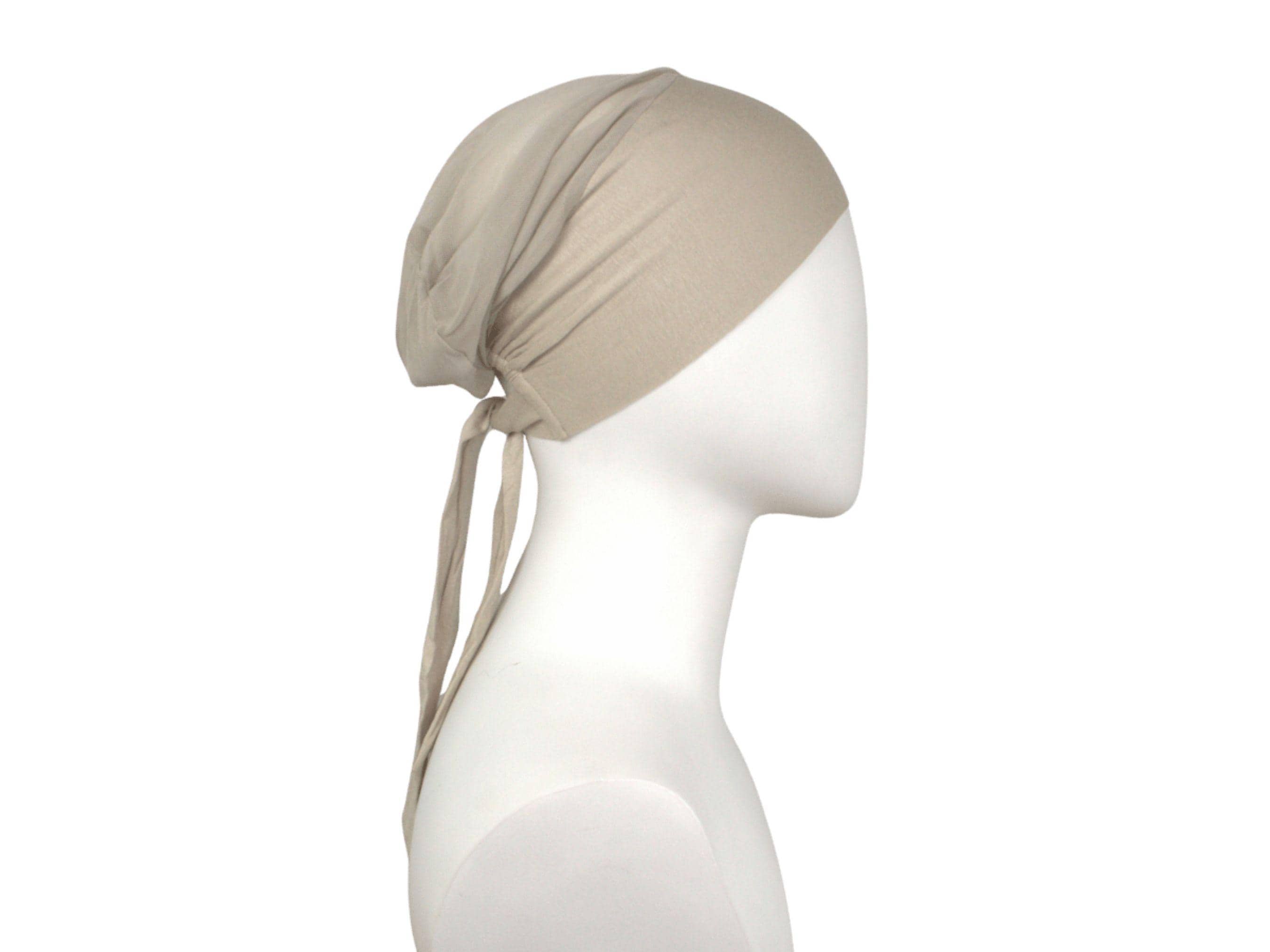 neutral beige tie back hijab bonnet for women and girls. Comfrotable and airy hijab underscarf | Lina Zibdeh