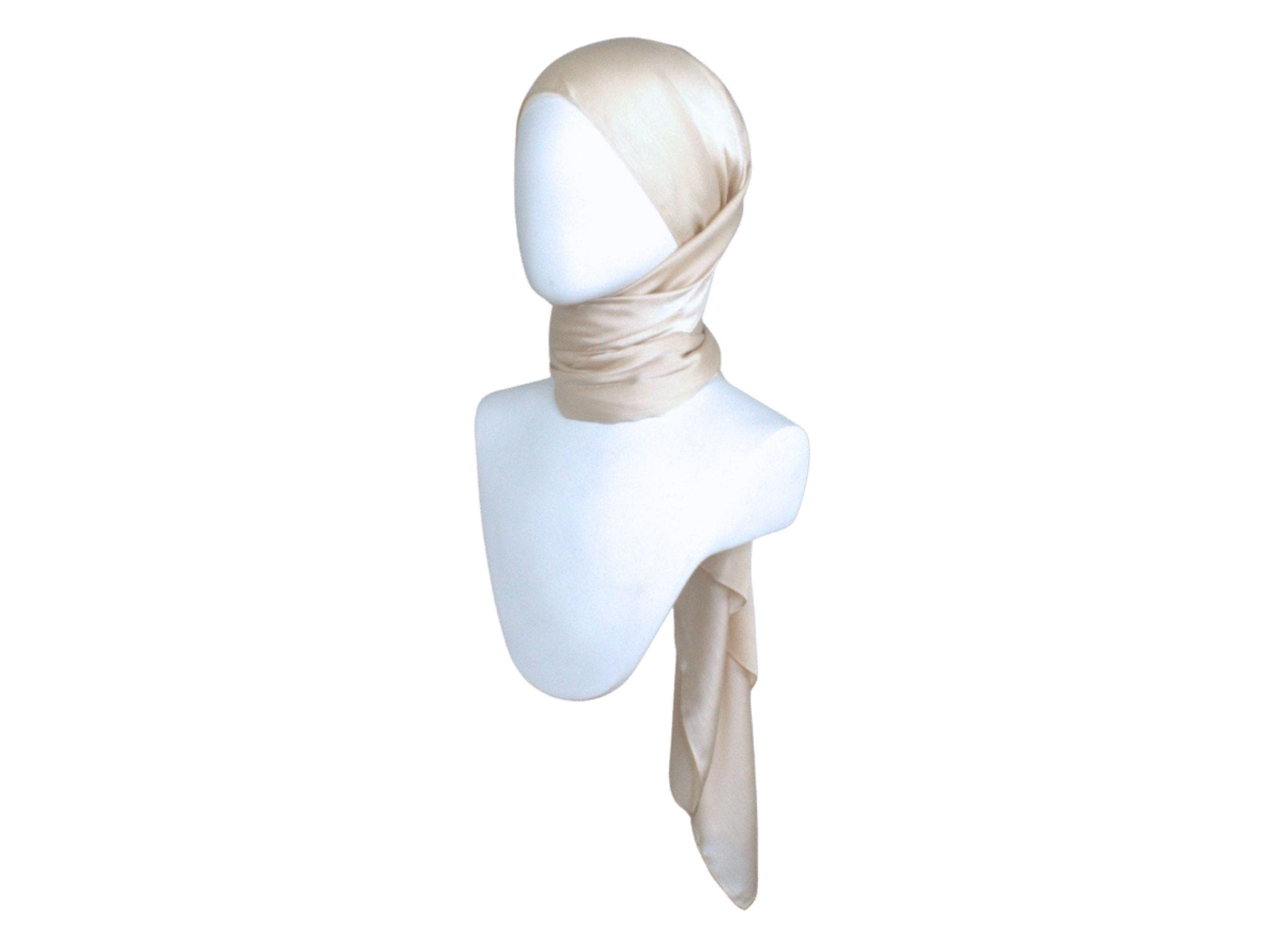 champagne color hijab for formal parties and special occasions | Lina Zibdeh