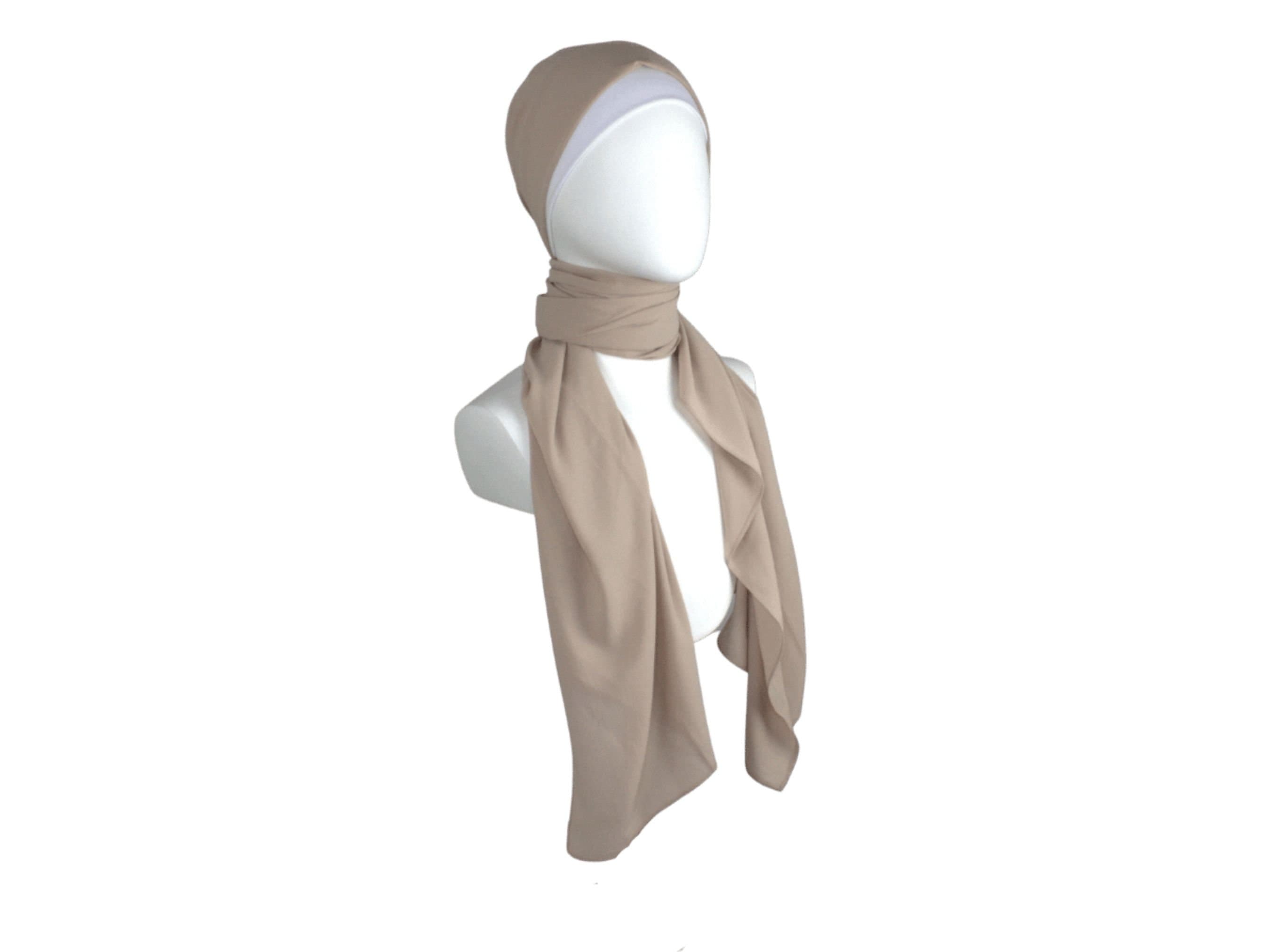 Premium Beige Diamond Chiffon Hijab, Everyday Wear (70x27) - image 3