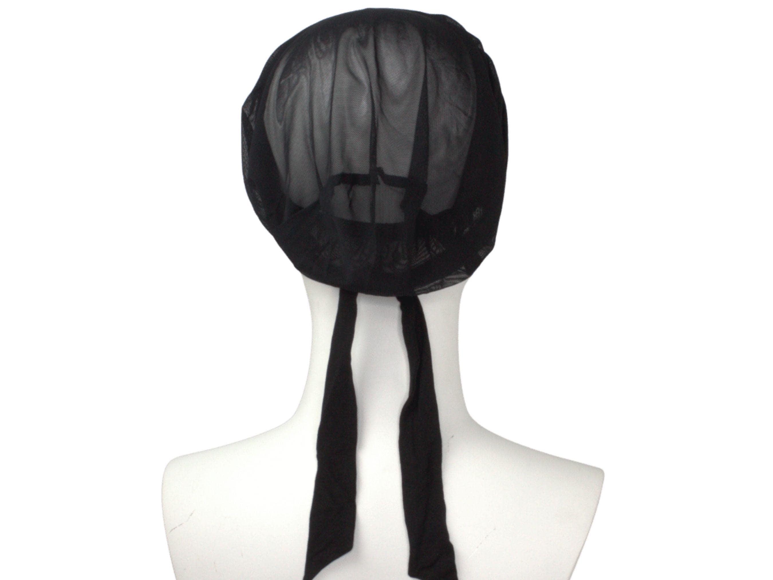 Black Tie-Back Mesh Hijab Undercap, Non-Slip Underscarf Bonnet
