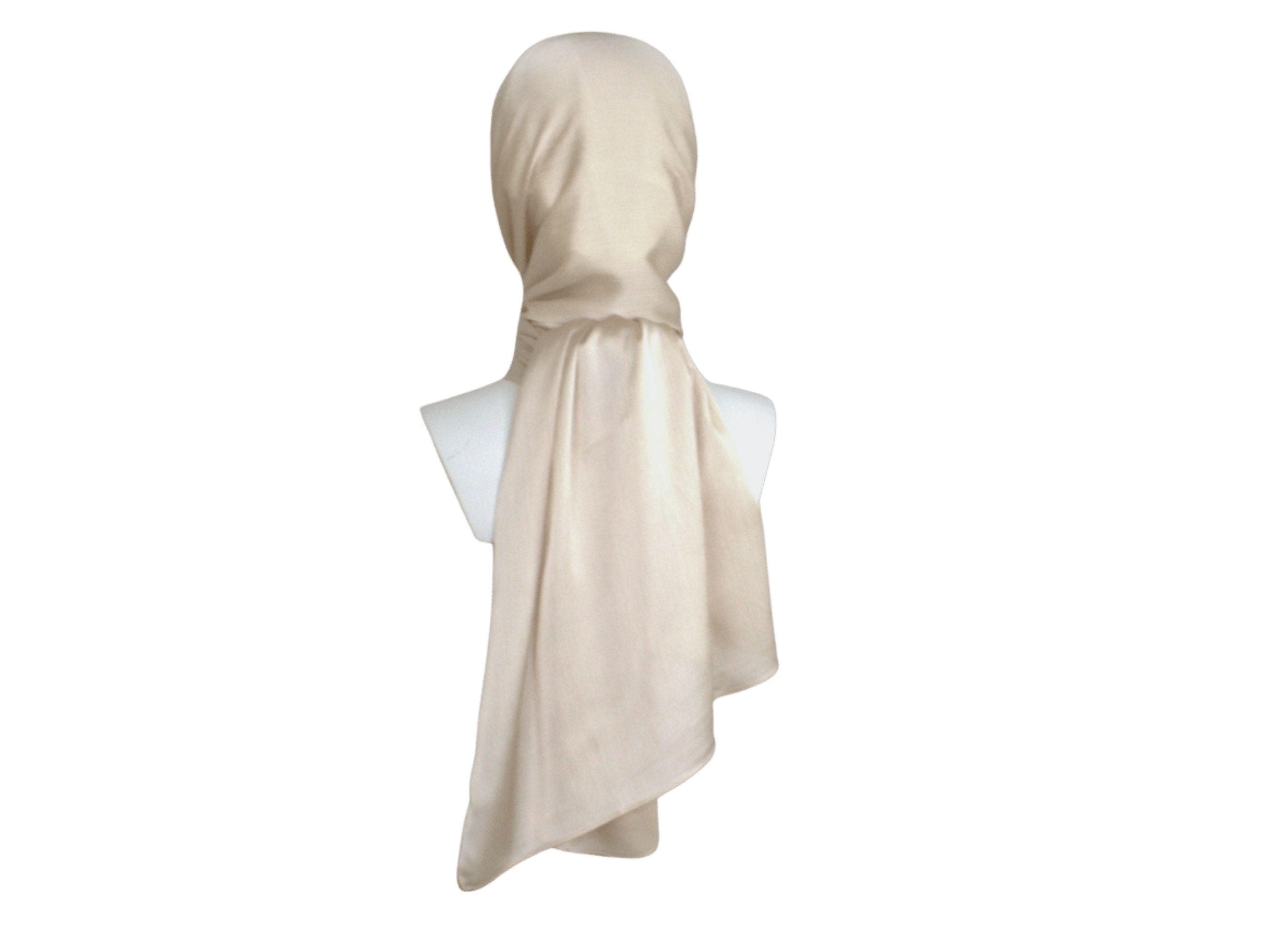 Satin crinkle champagne color hijab for formal parties and special occasions | Lina Zibdeh