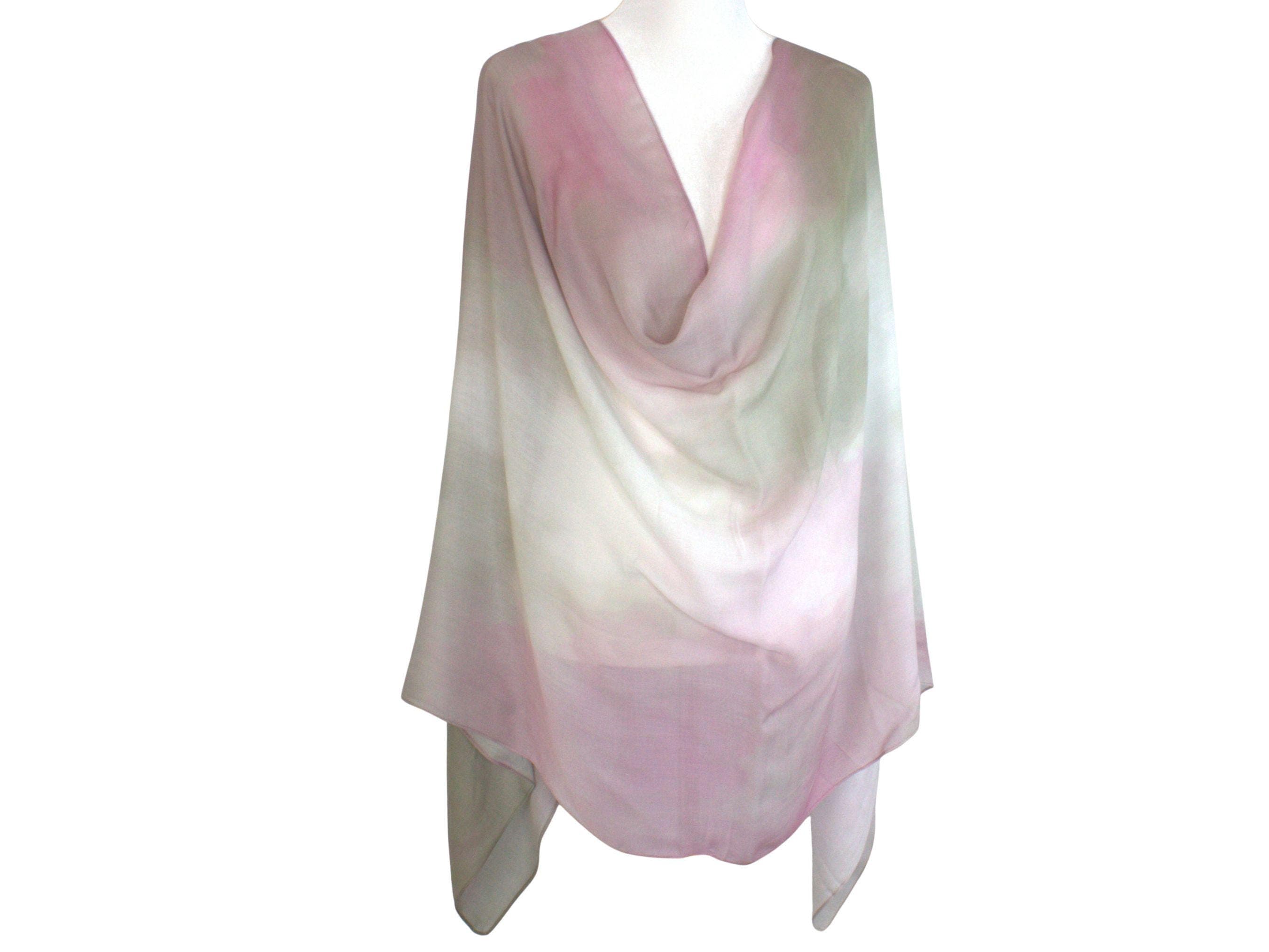 Watercolor Bamboo Modal Hijab Scarf: Green & Rose Blush, Lightweight - image 5