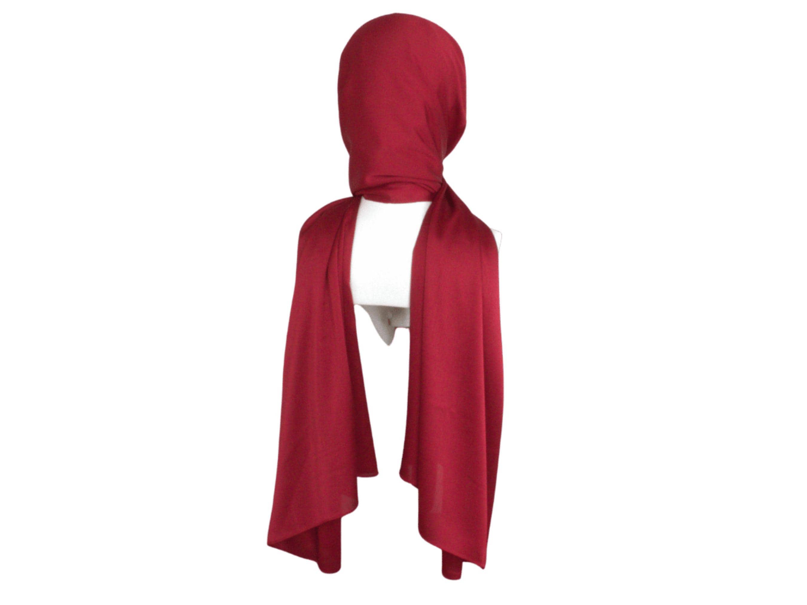 Red satin hijab scarf for formal occasions | Lina Zibdeh