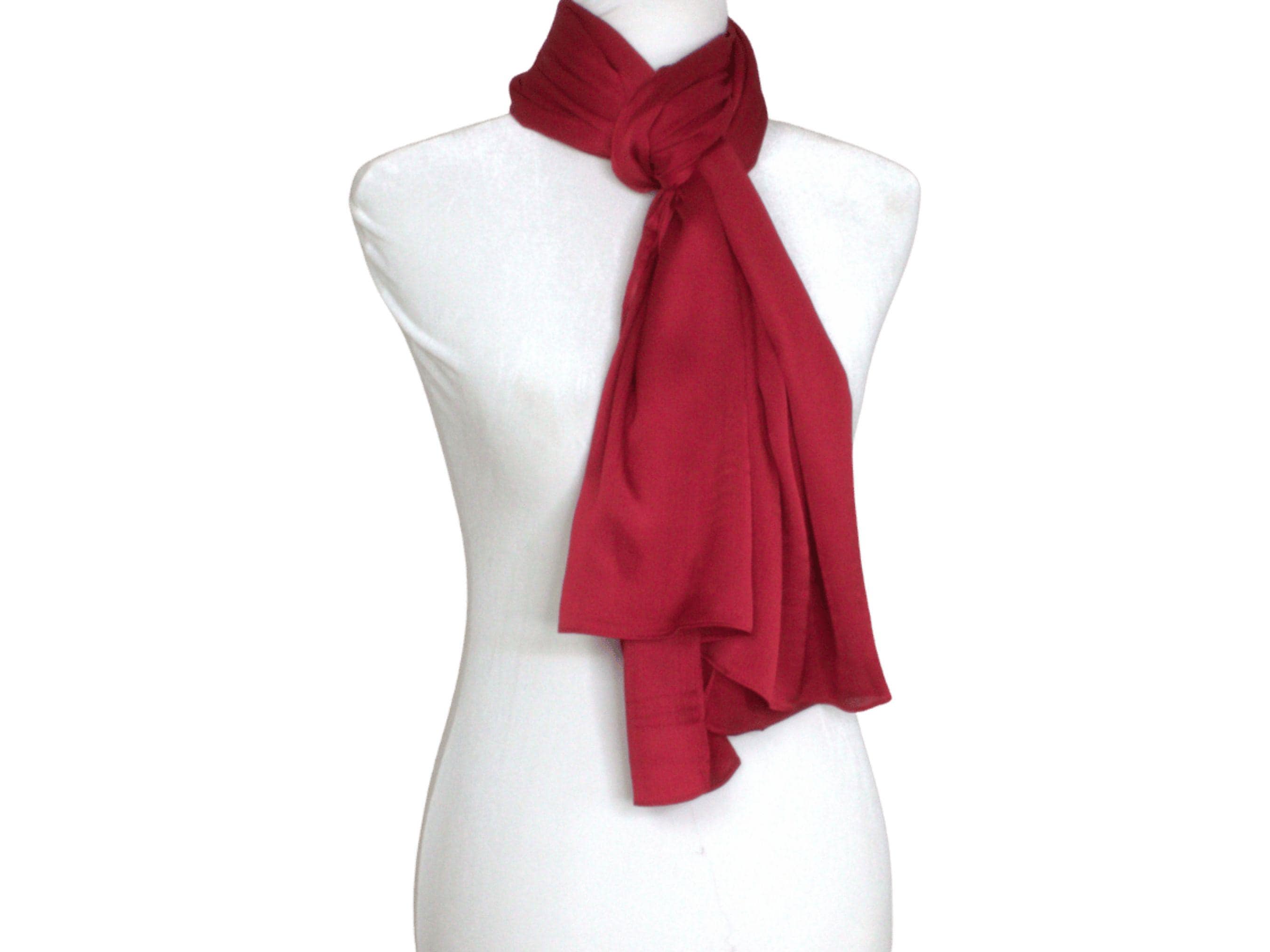 Red satin crinkle hijab scarf for formal occasions | Lina Zibdeh