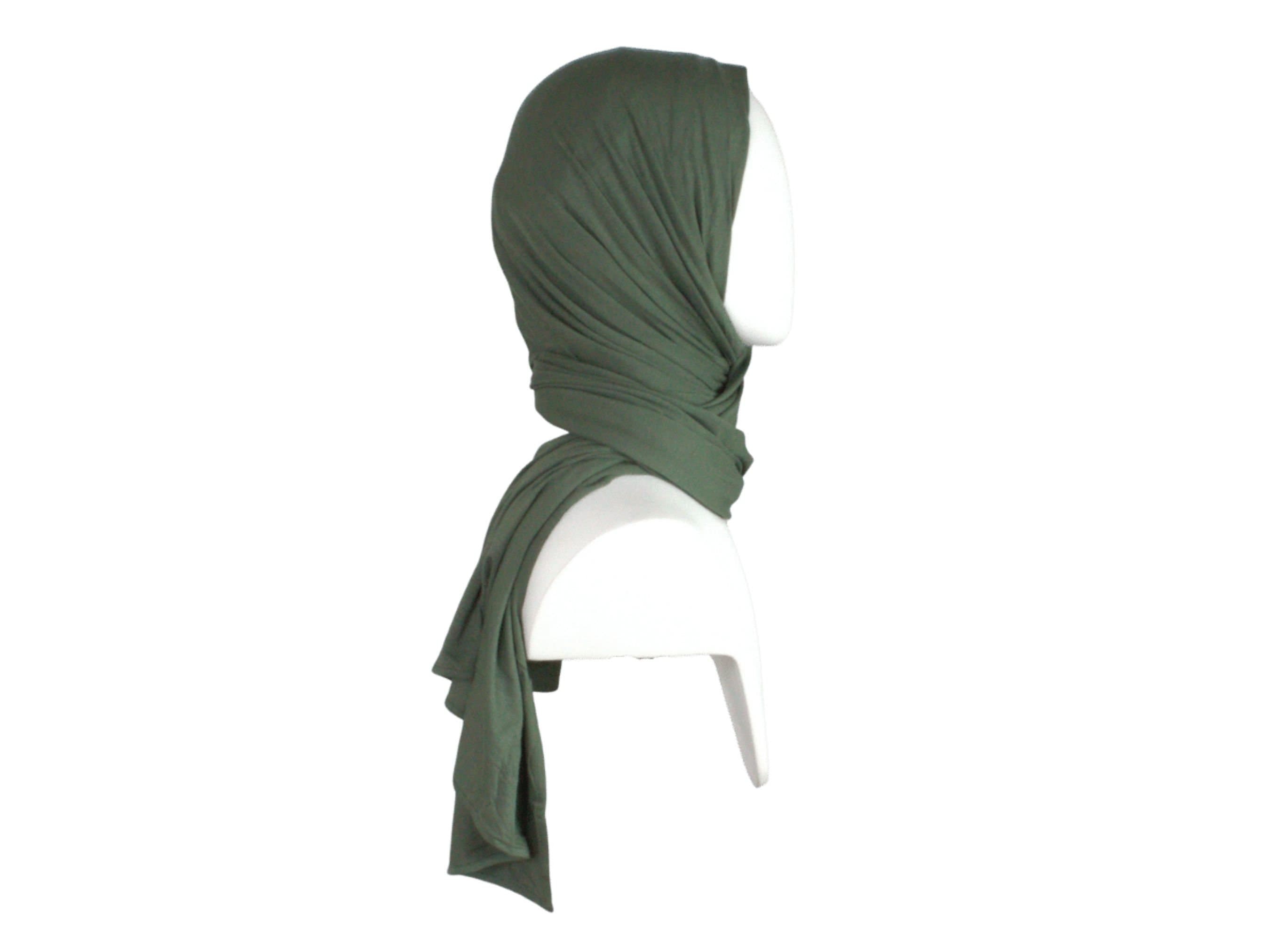 Army Green Bamboo Jersey hijab, maxi bamboo hijab premium qualtiy
