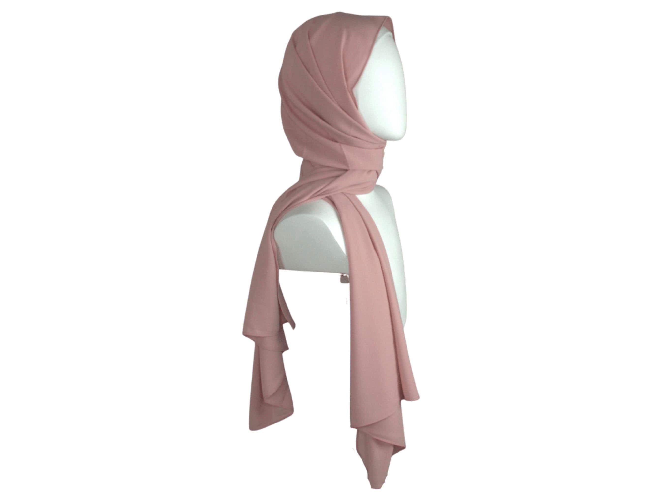 Salmon Diamond Chiffon Hijab, Lightweight Everyday Wear - image 4