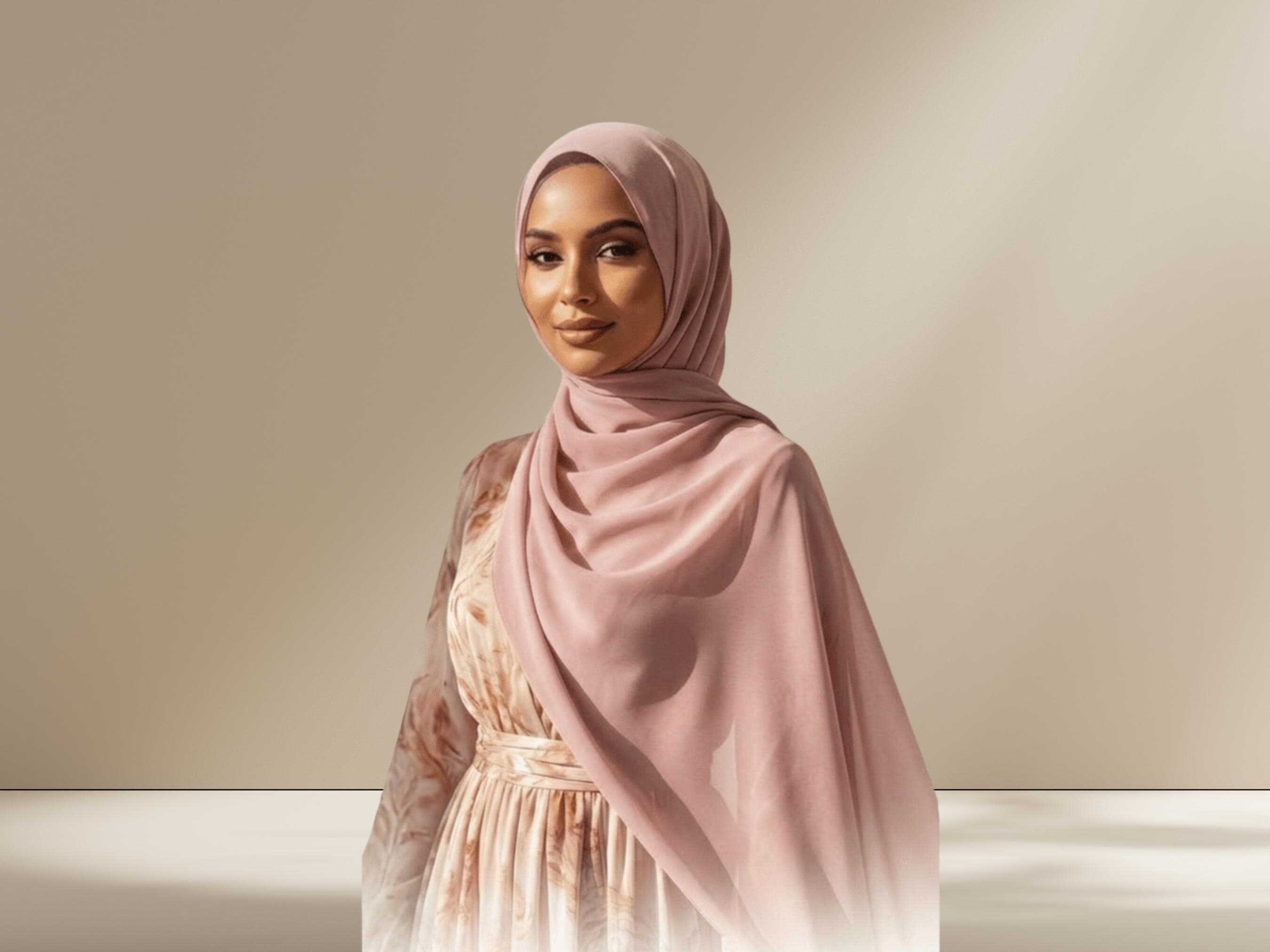 Salmon Diamond Chiffon Hijab, Lightweight Everyday Wear