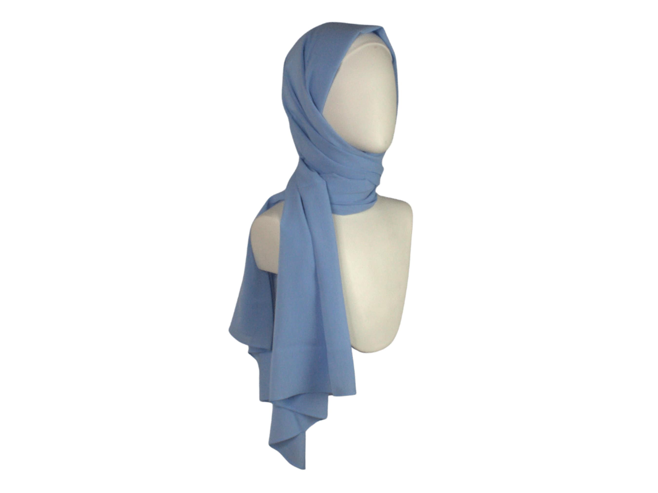 Baby blue crinkle chiffon hijab, blue hijab scarf for muslim women