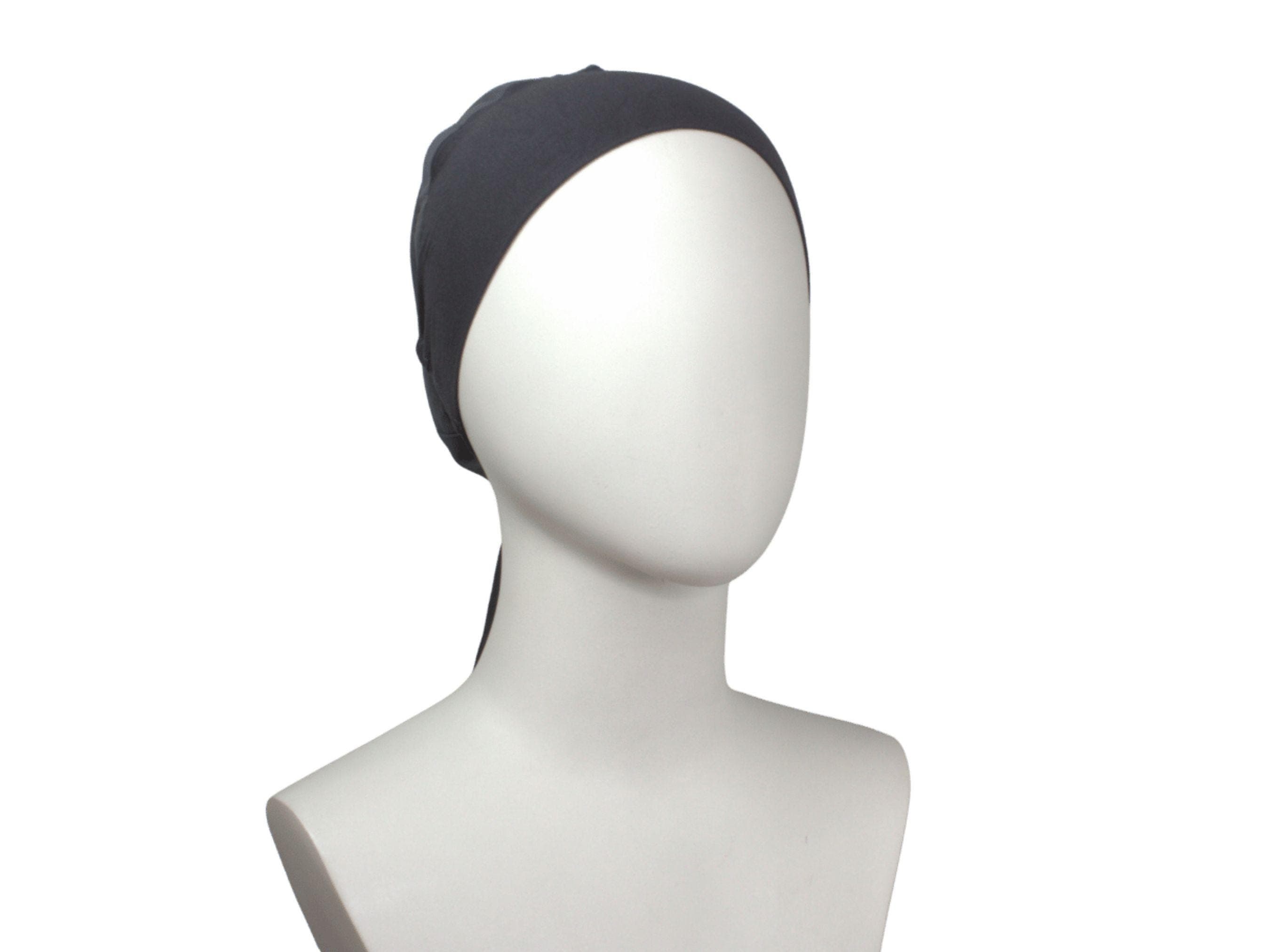 comfortable Dark grey tie back hijab underscarf ideal for everyday. airy grey neutral tie back mesh bonnet for women and girls | Lina Zibdeh