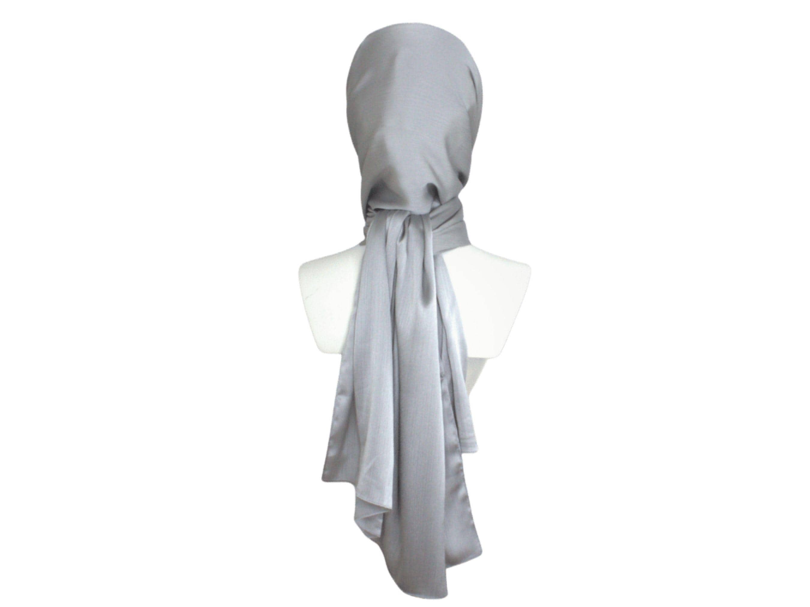 Slate Silver Satin Crinkle Hijab, Luxe Elegance, Party Wear - image 3