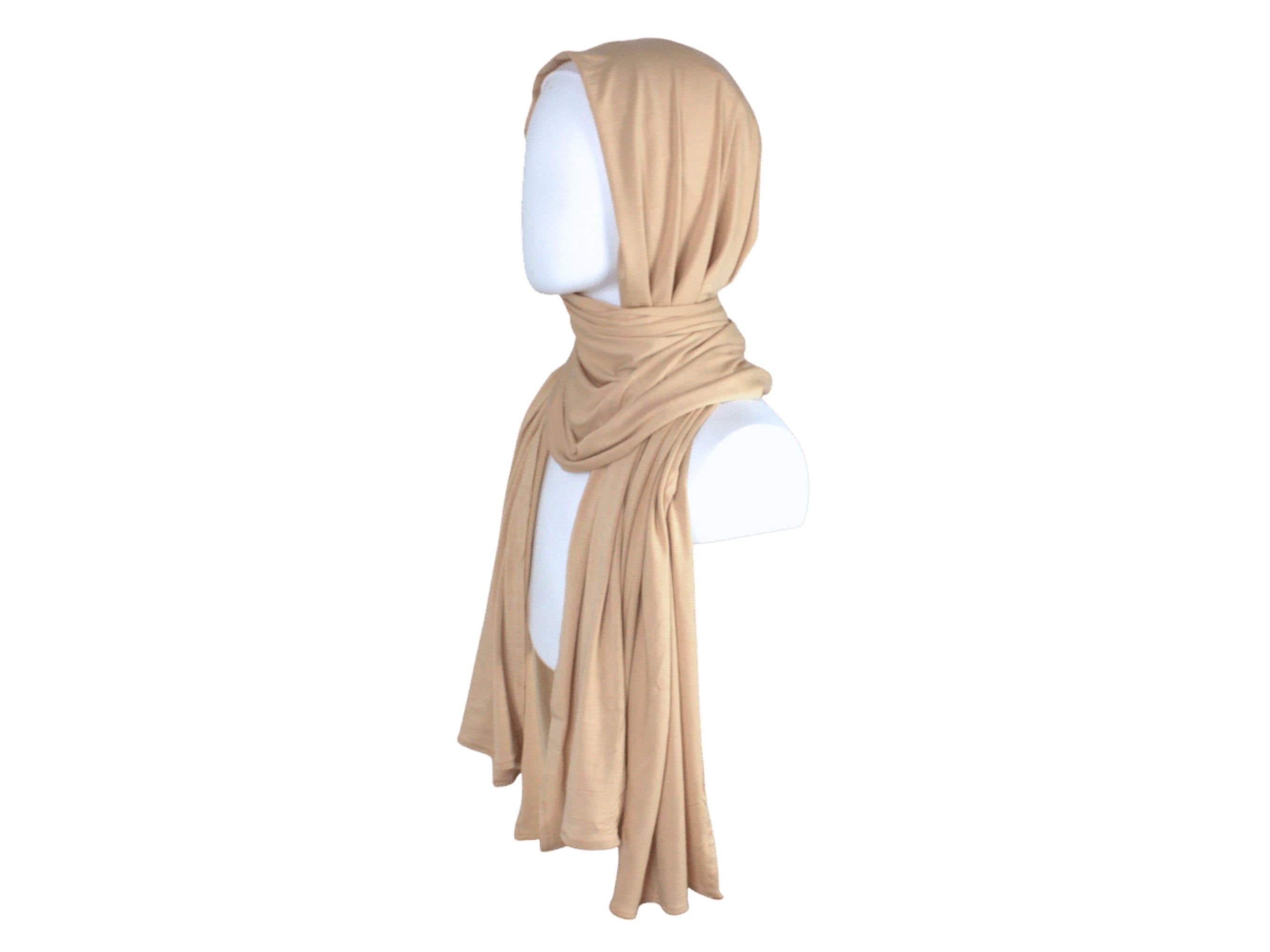 Neutral beige Bamboo Jersey hijab, maxi bamboo hijab premium qualtiy