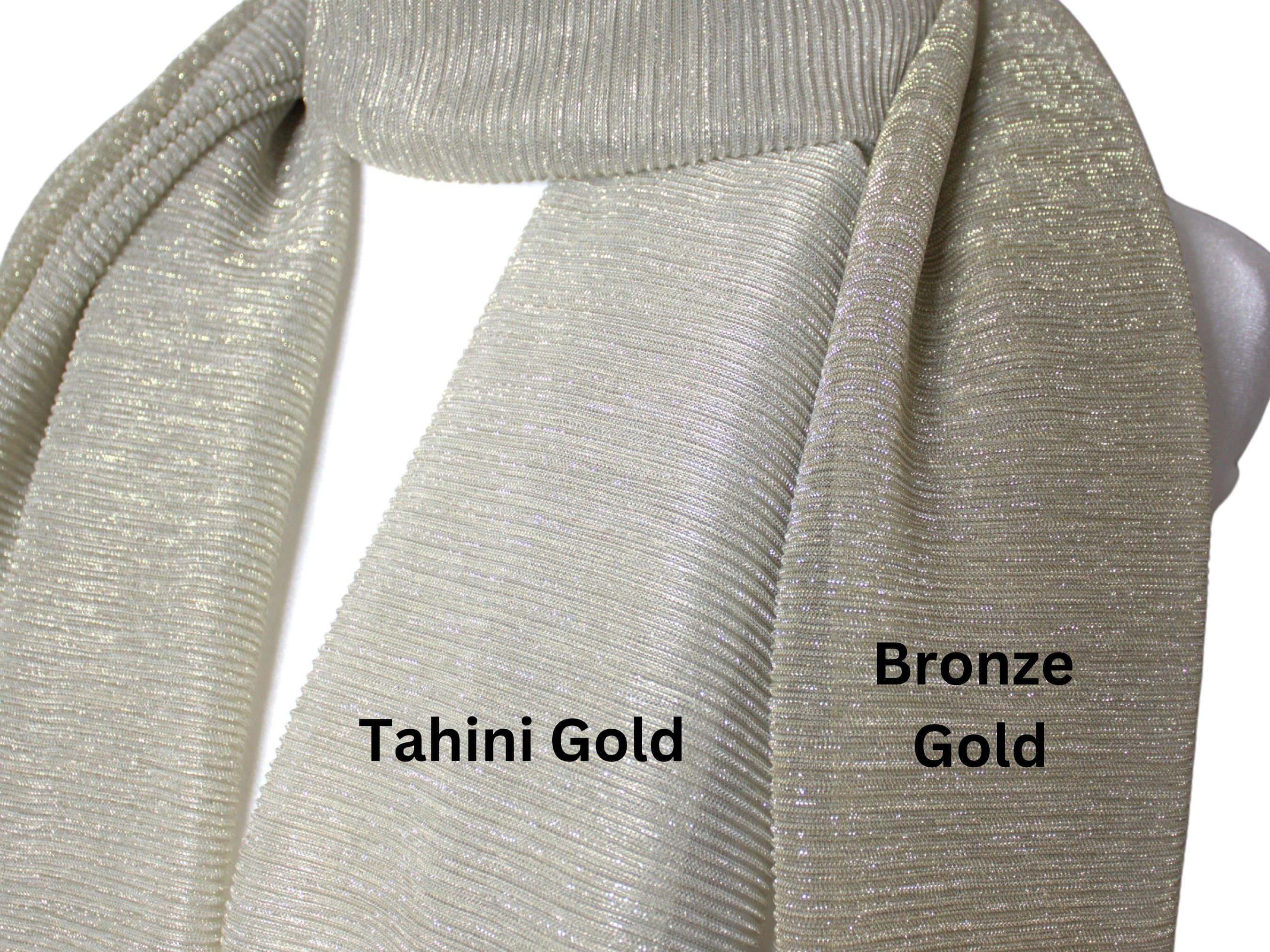Golden Bronze Plisse Lurex Hijab, Metallic Shimmer - image 4