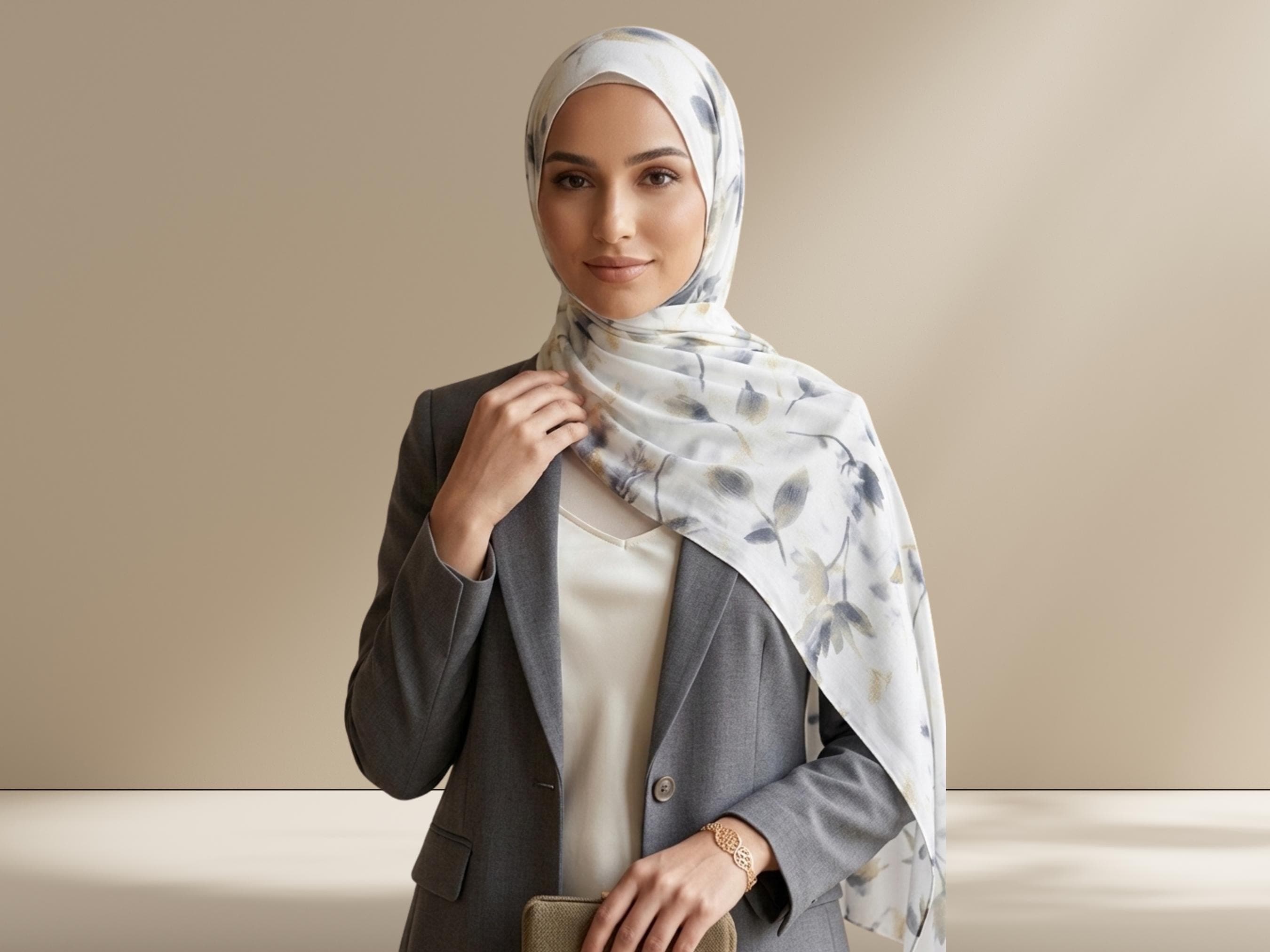 Floral Chiffon Hijab, Soft Everyday Headscarf - image 3