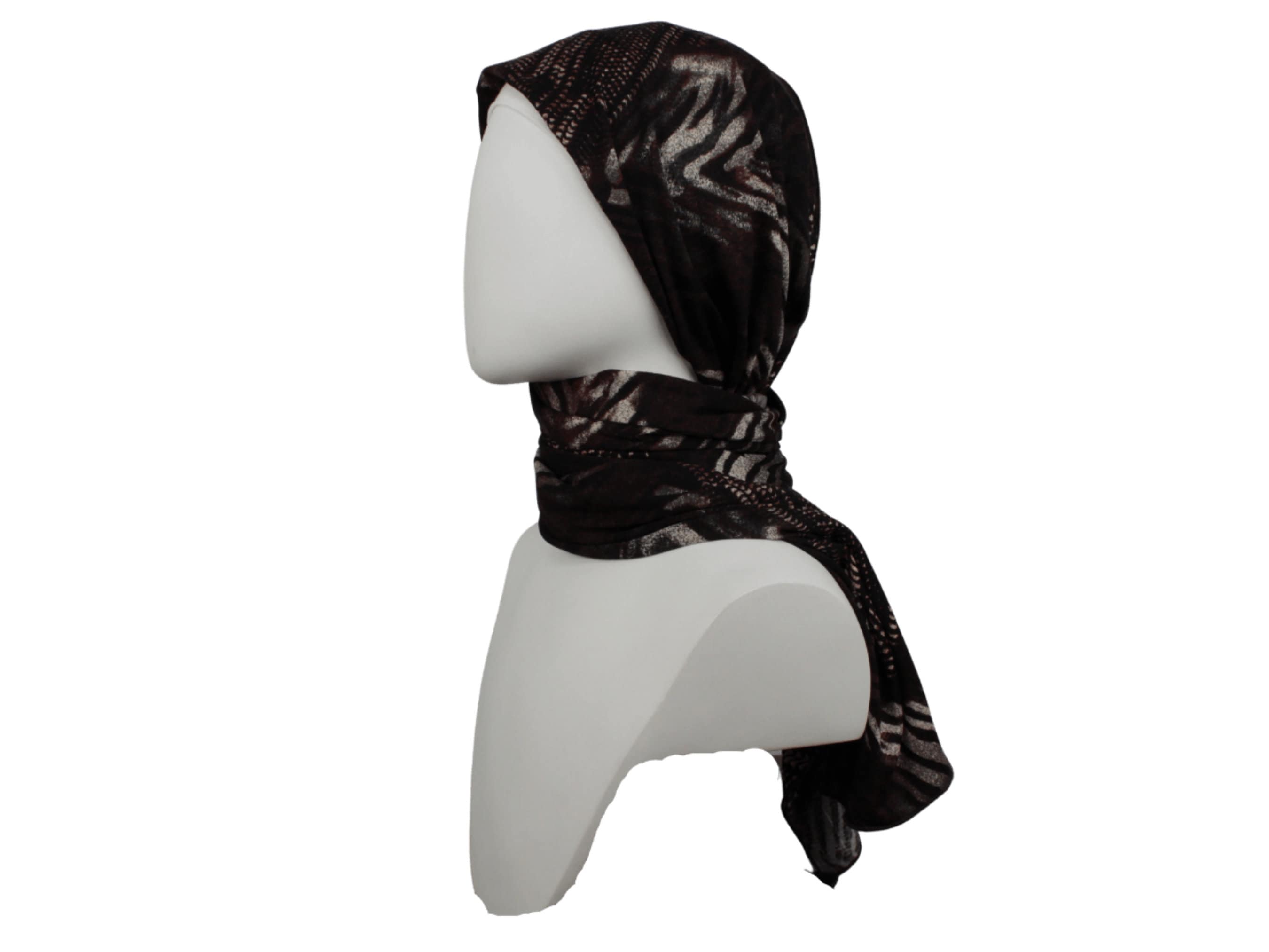 Printed Rayon Jersey Hijab, Brown Elegant Everyday Scarf