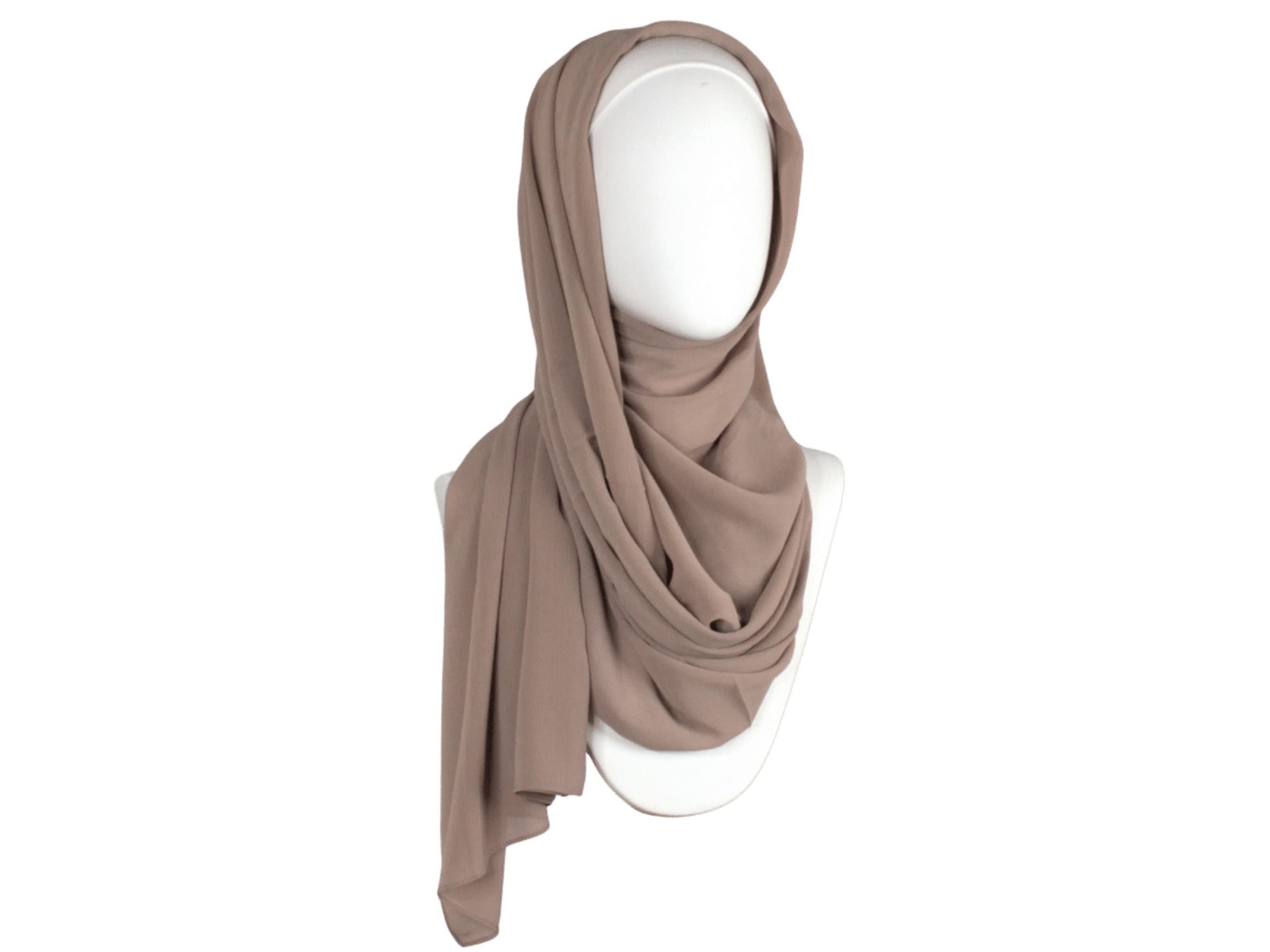 Crinkle Chiffon Hijab, Light Brown, Soft Textured, Hemmed Edges - image 5