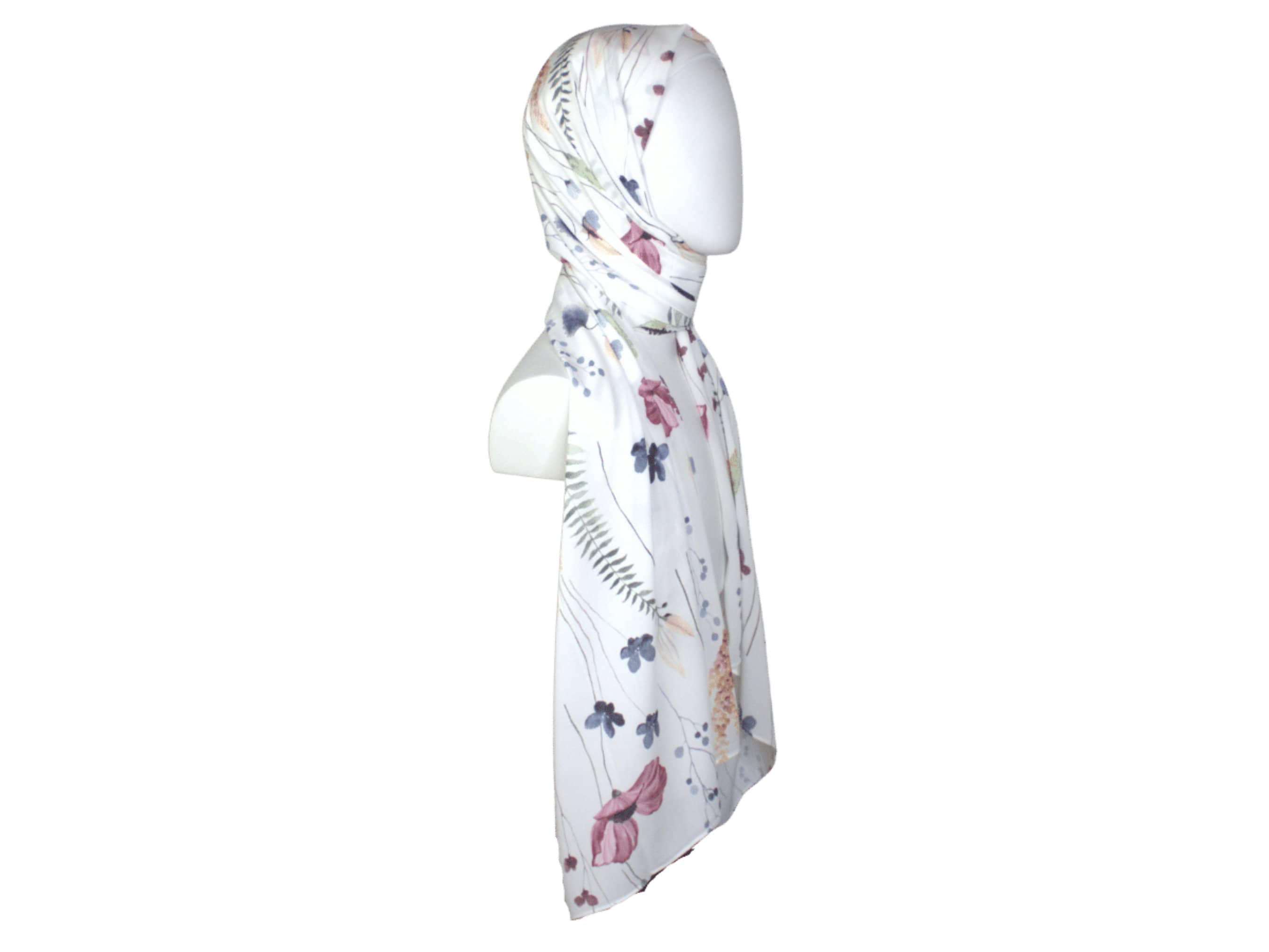Blue Pink Floral hijab, one of a kind hijab scarf