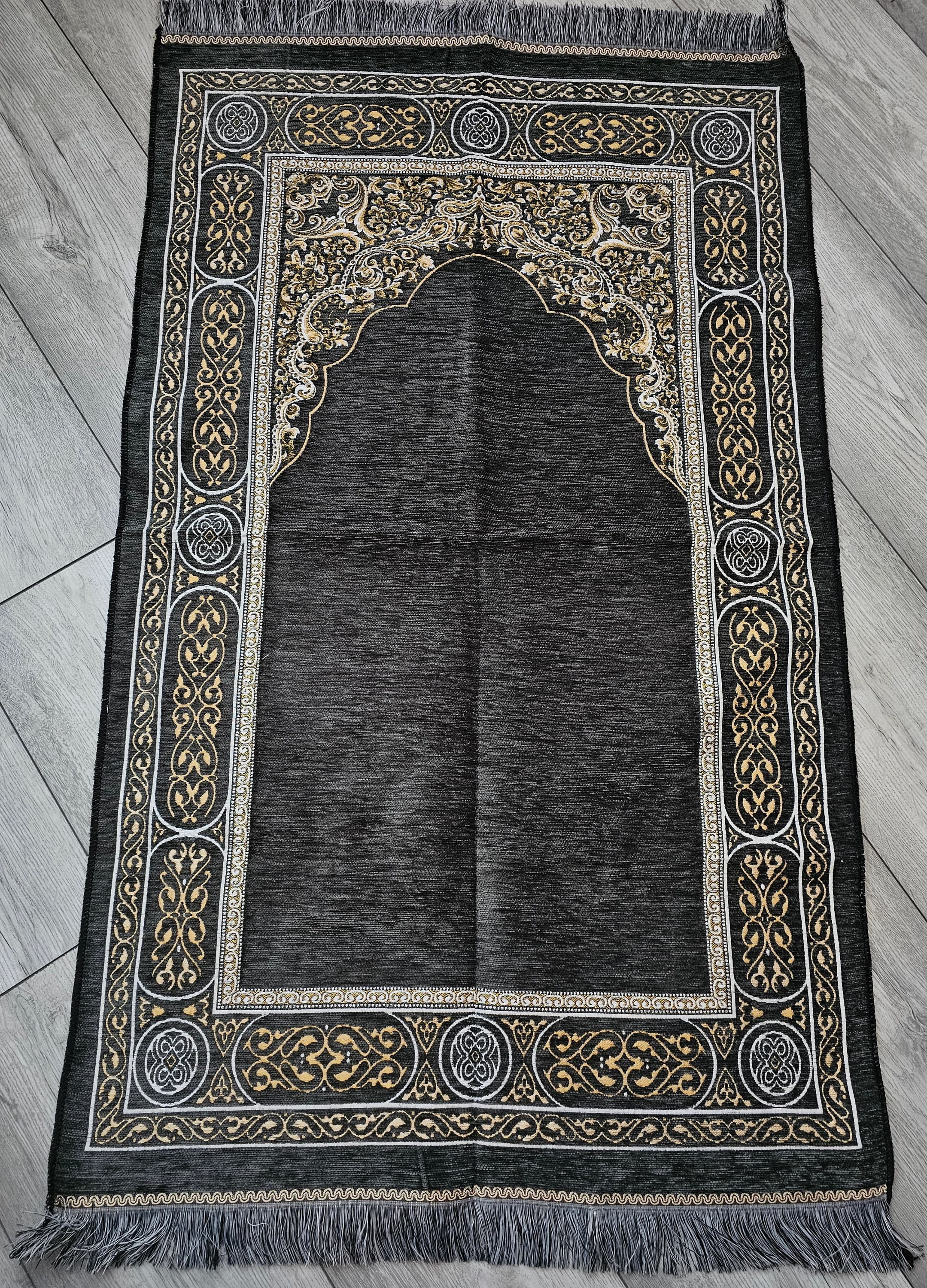 Personalised prayer mat – muslim rug with name – islamic gift – eid | ramadan present | revert gift | alima and hafiz gift idea grey - image 5