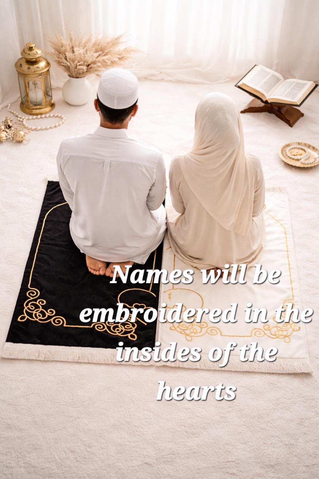 Couples Prayer mat set of 2 | Personalised with names | Bride and Groom | Wedding Nikkah Walima Set | Anniversaries  New Home. Islamic Gift - image 4