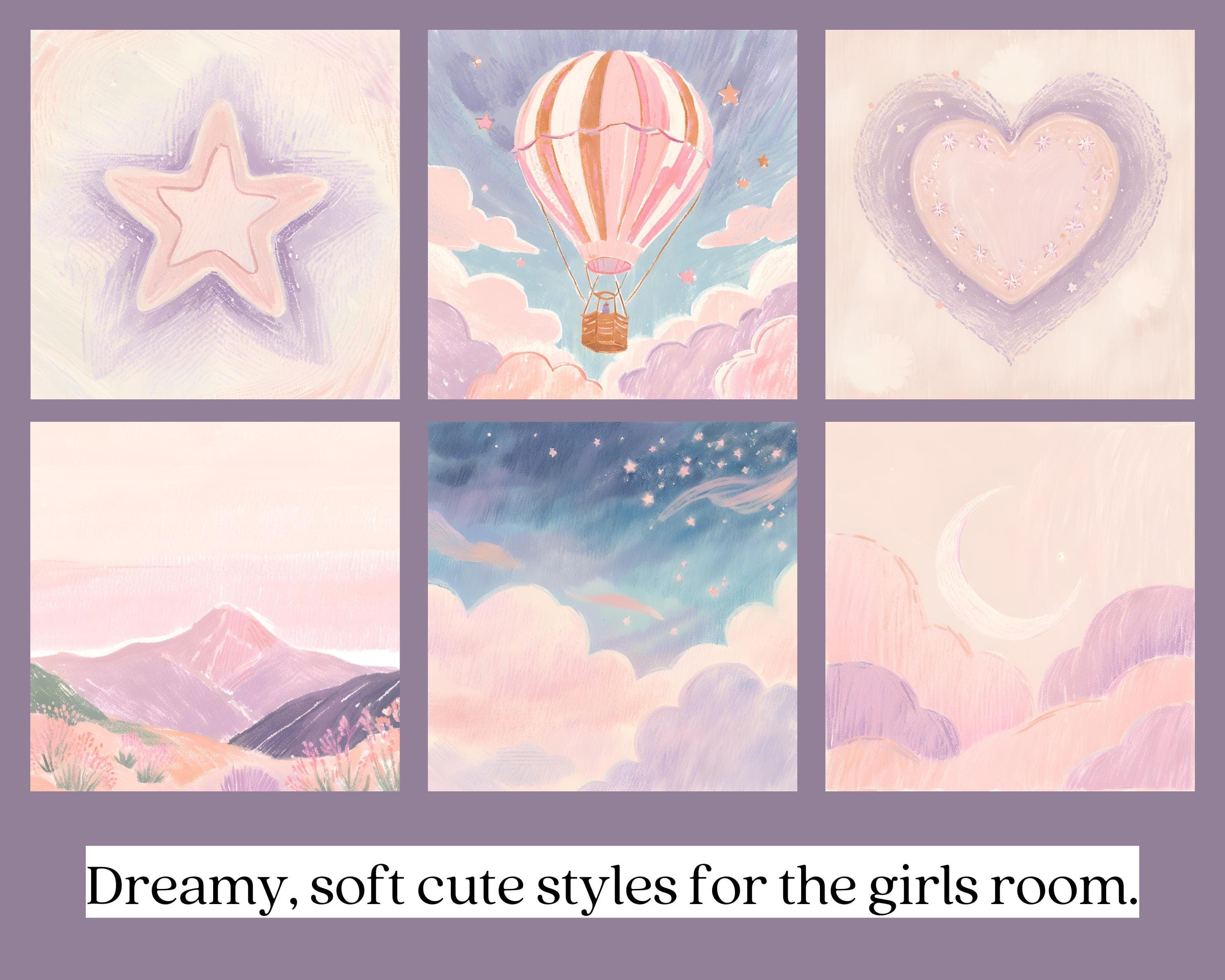 Pastel Nursery Art Set | Dreamy Stars, Heart, Hot Air Balloon (Digital Prints) - image 5