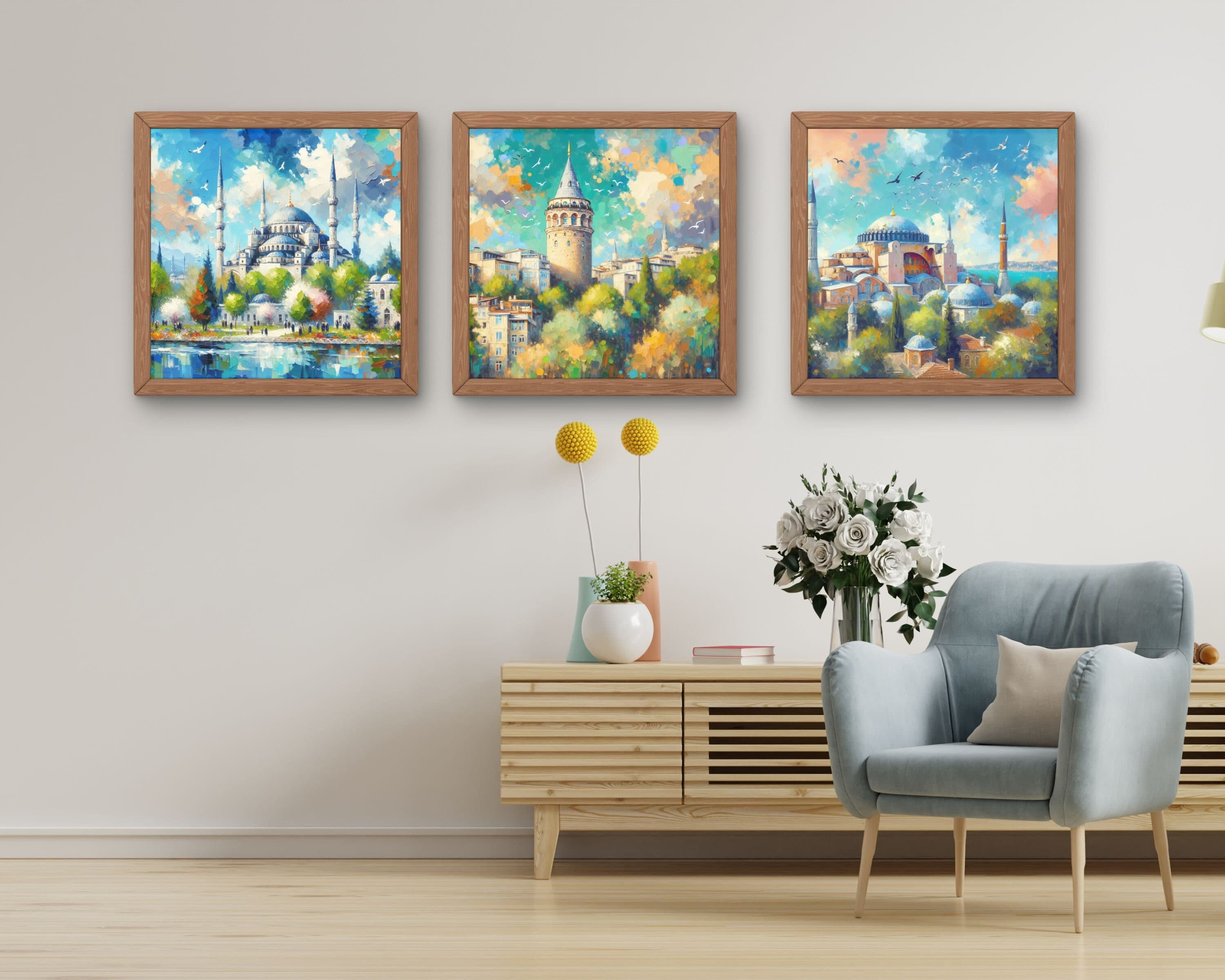 Istanbul Landmarks AI Art Prints: Hagia Sophia, Blue Mosque (Digital Download)