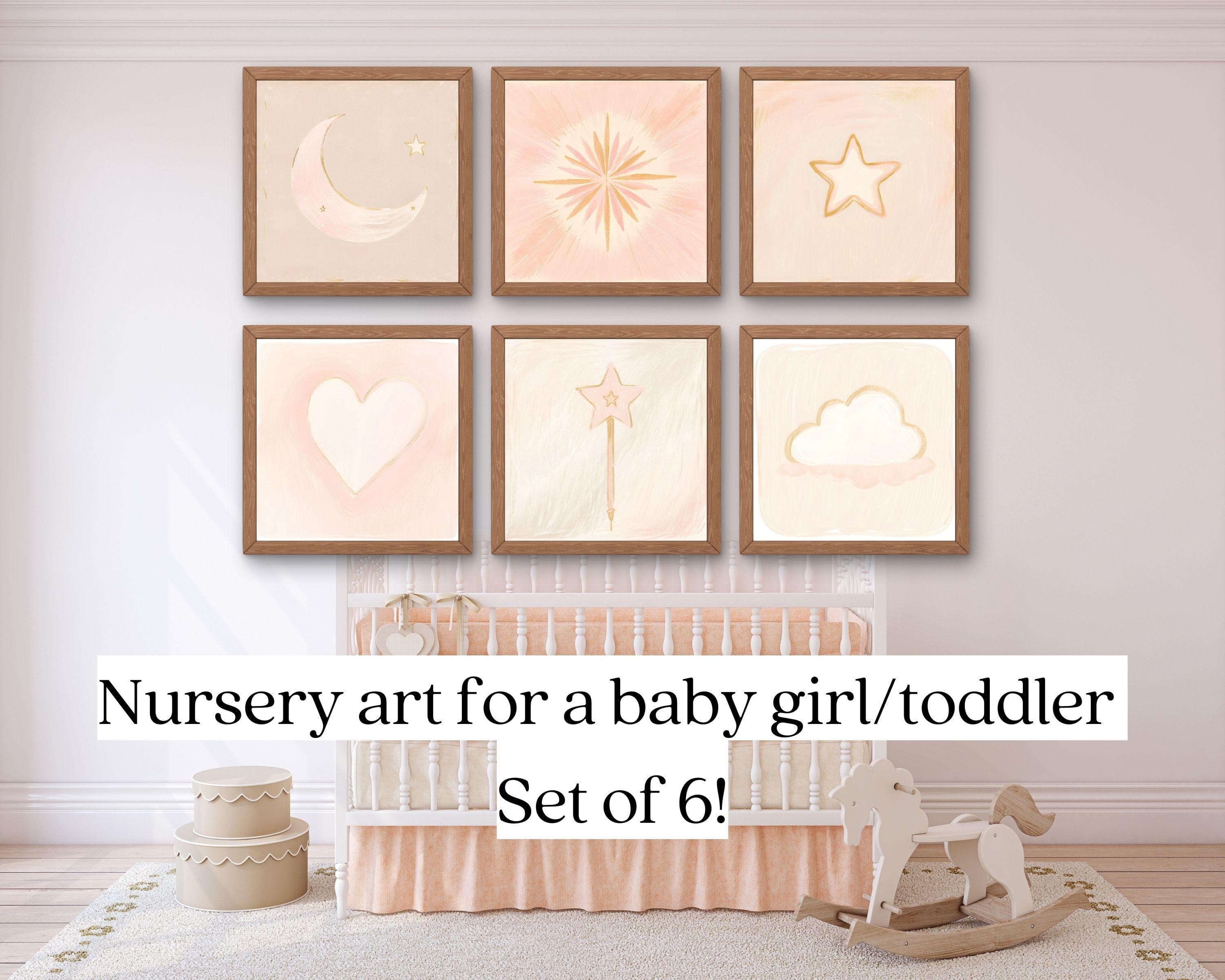 Neutral Beige Nursery Art Prints | Star, Moon, Heart Set (Digital Download) - image 4