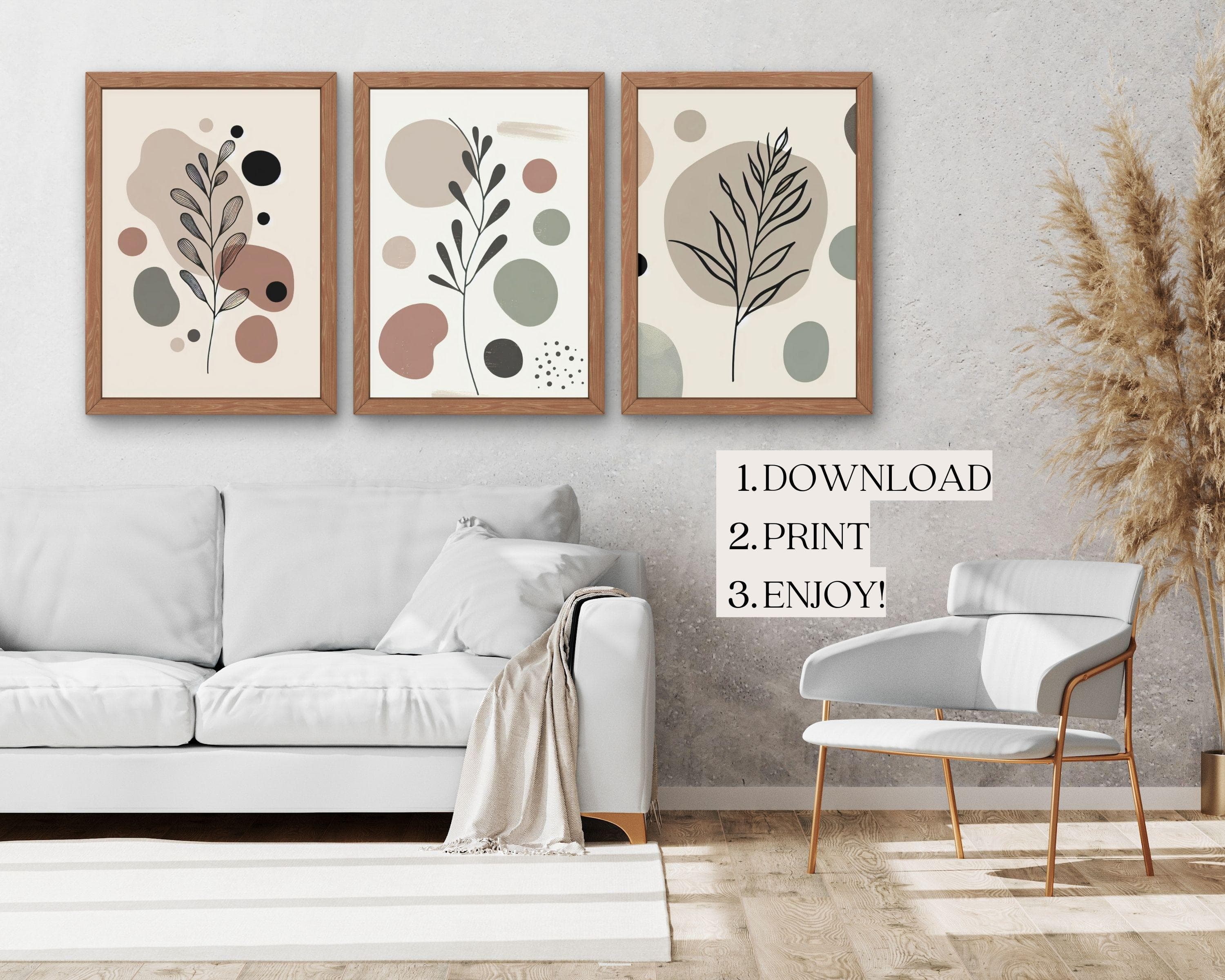 Botanical Wall Art Set | Minimalist Abstract Prints, Neutral Decor (Digital Download)