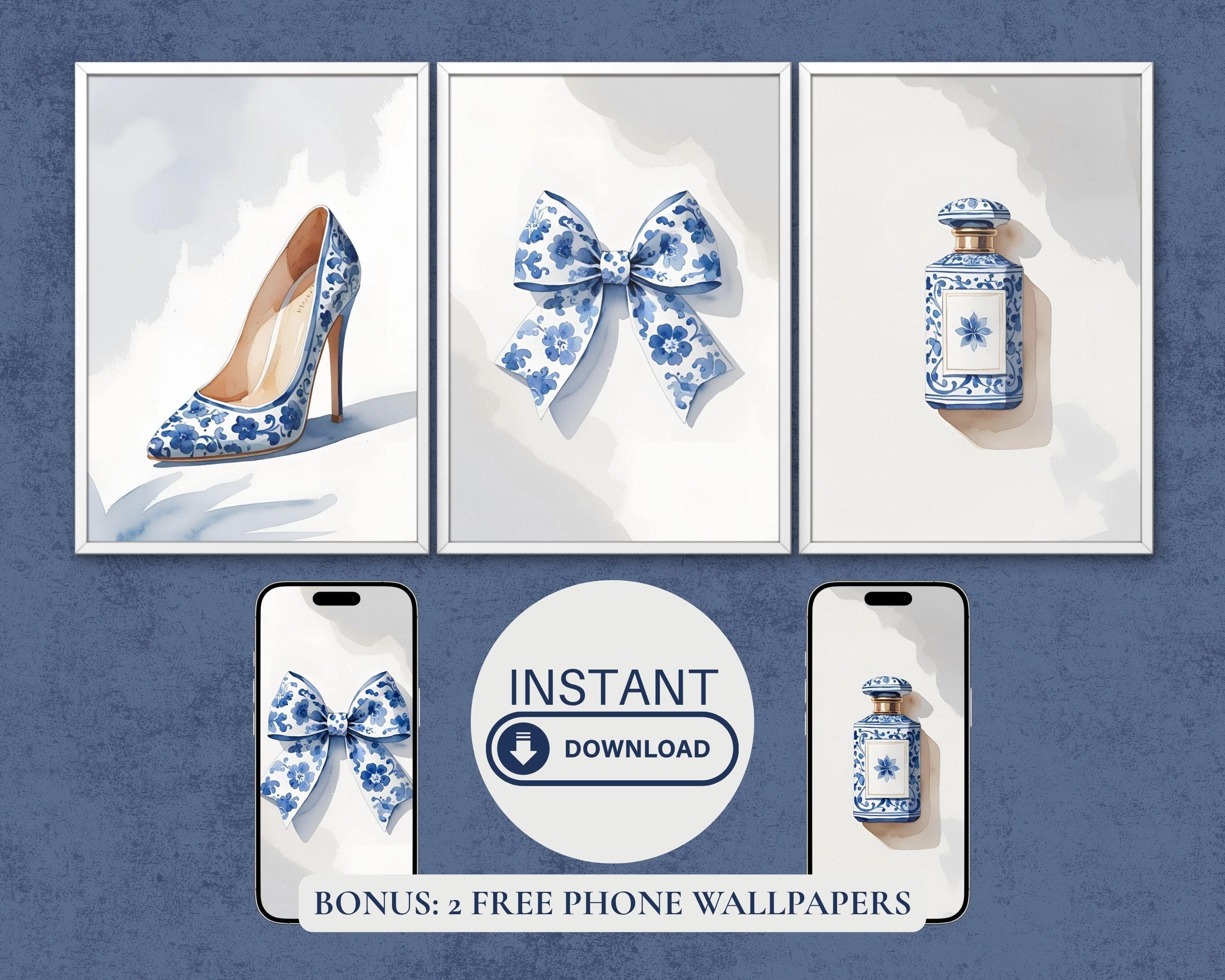 Delft Blue Watercolor Print Set – Feminine Dutch Decor (Digital Download) - image 3