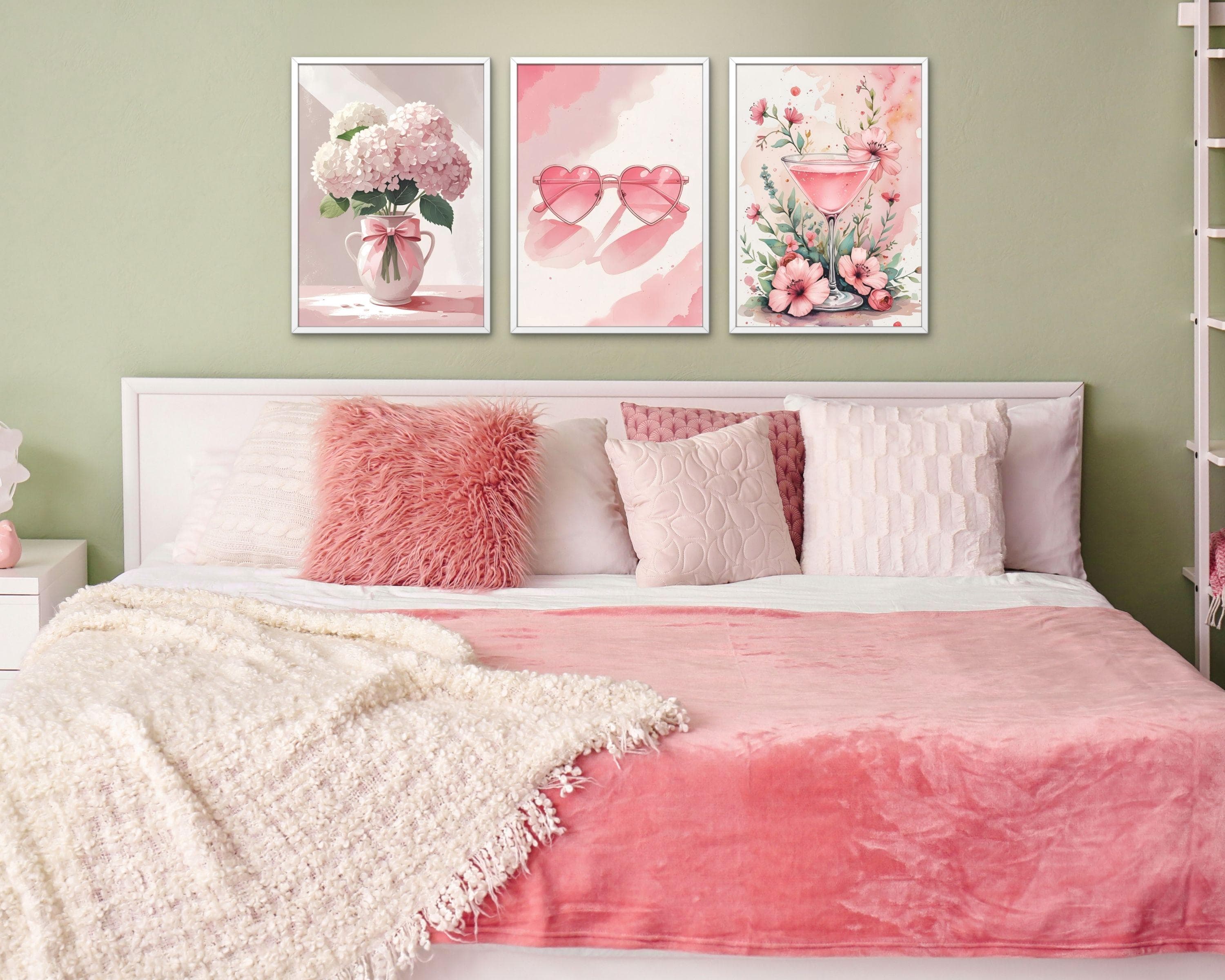 Coquette Pink Wall Art Set | Heart Sunglasses, Hydrangeas (Digital Download) - image 5