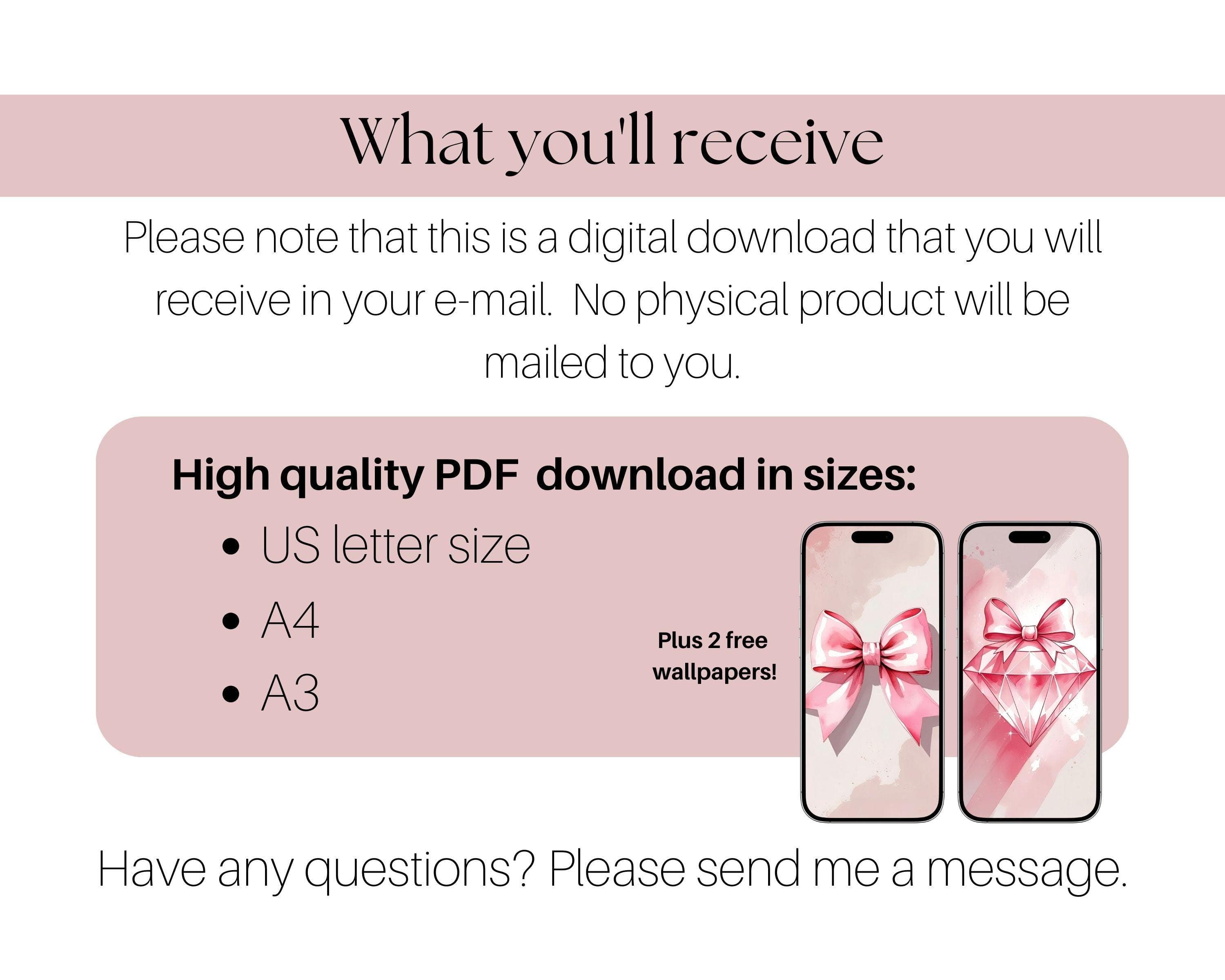 Coquette Wall Art Set | Pink Bow, Diamond, Perfume Prints (Digital Download) - image 2